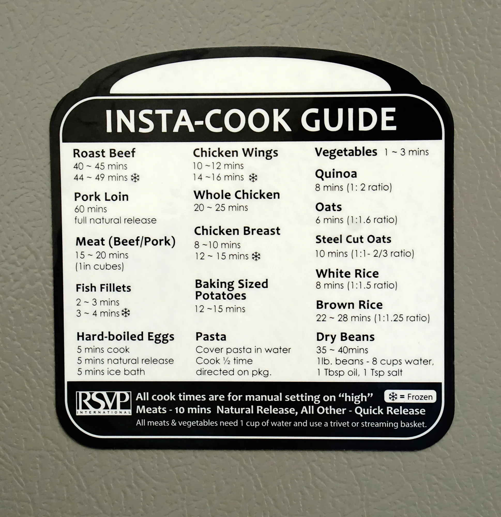 Removable Insta Cook Label