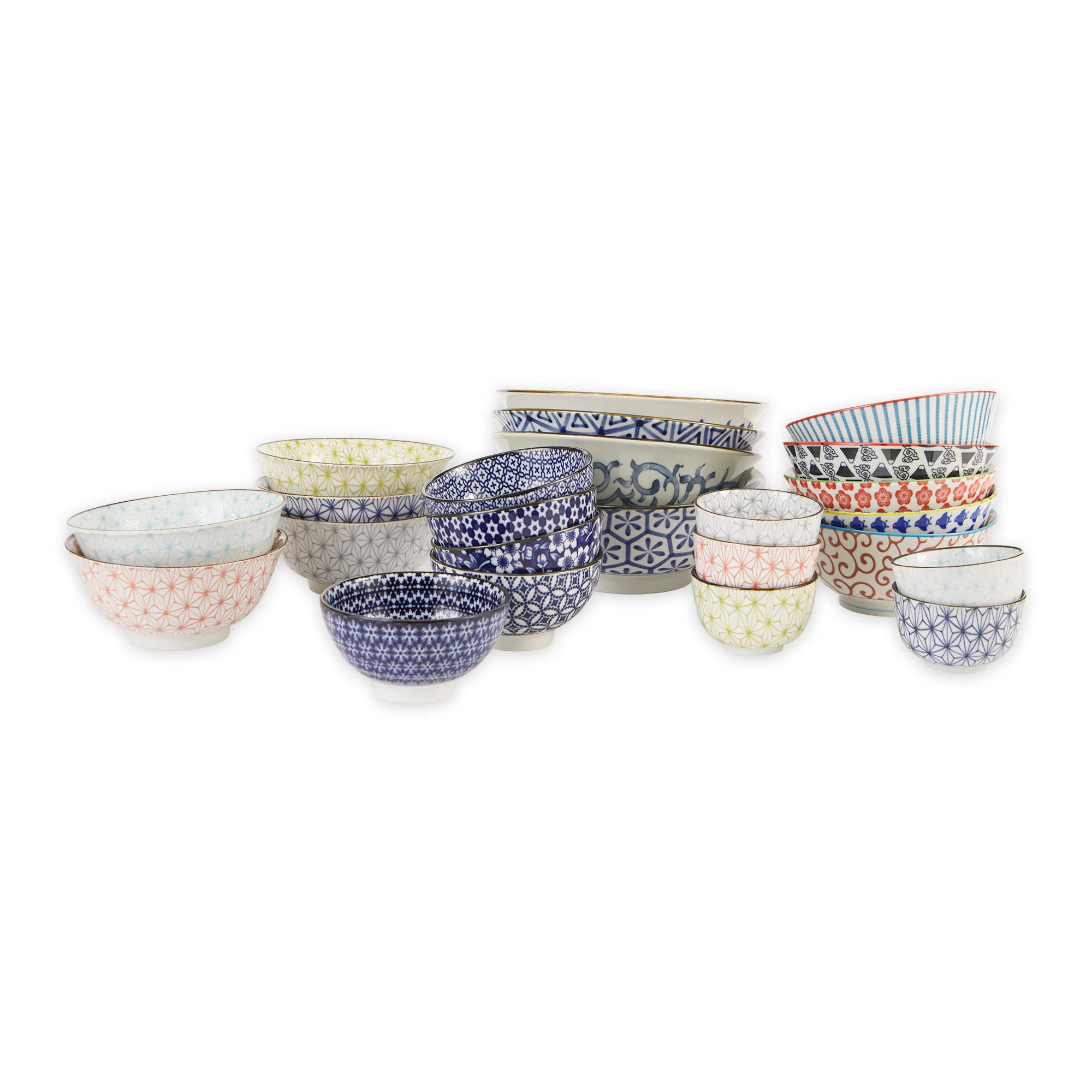 Japanese Bowls - Colored Geometric 3.5