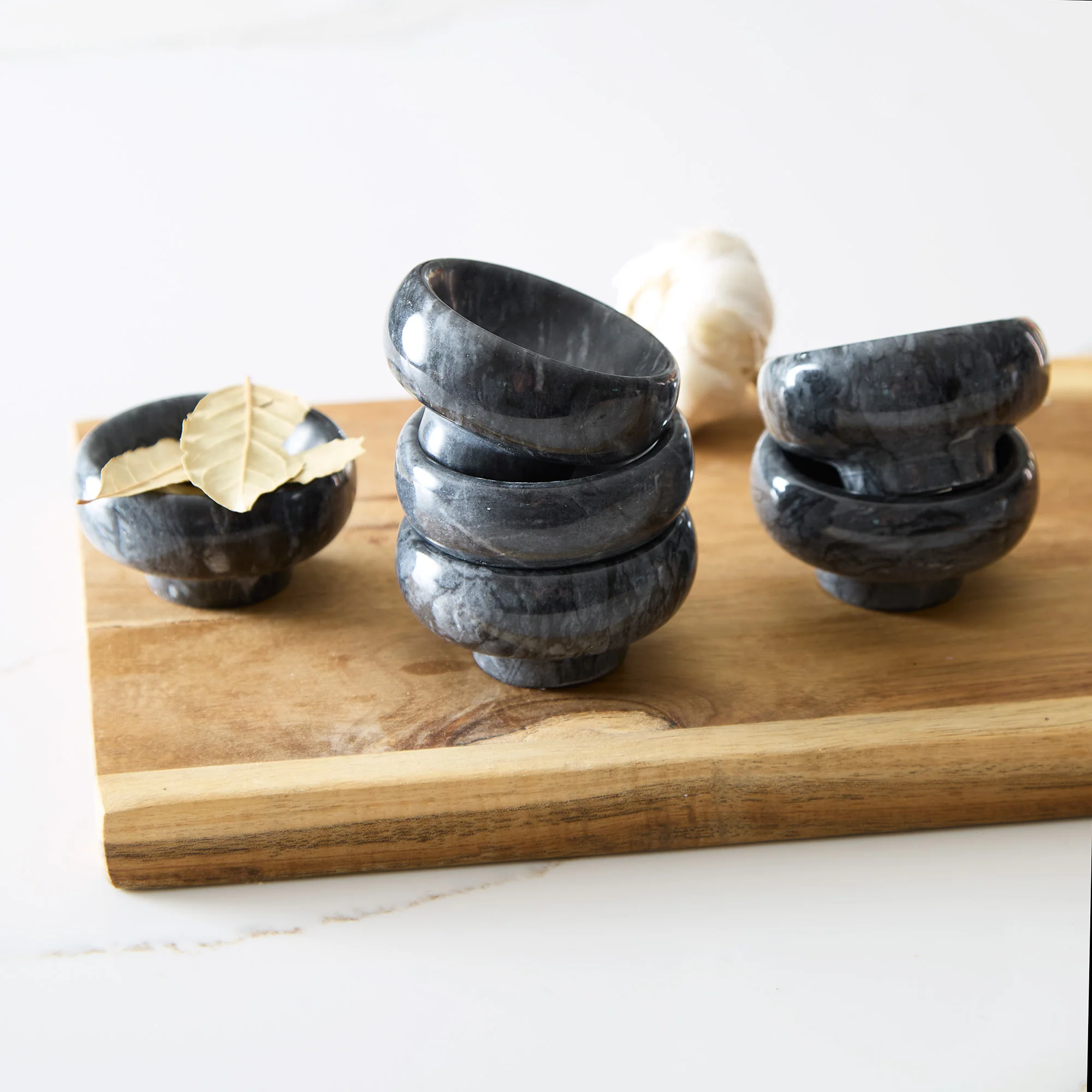 Herb Salt Bowls - Black Marble
