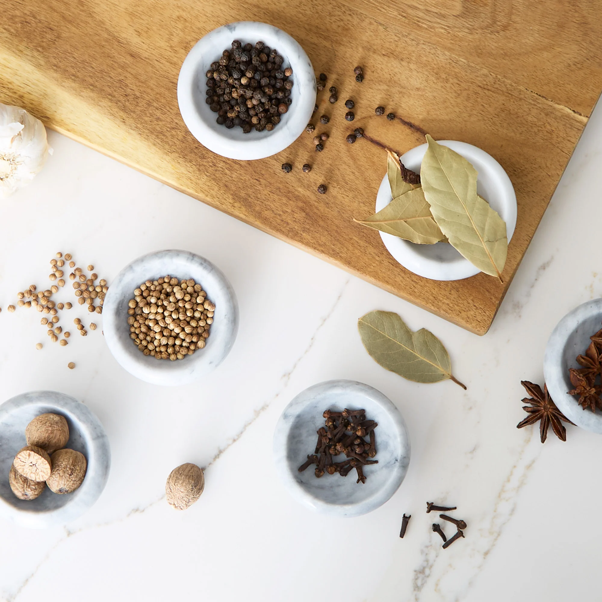 Herb Salt Bowls - White Marble