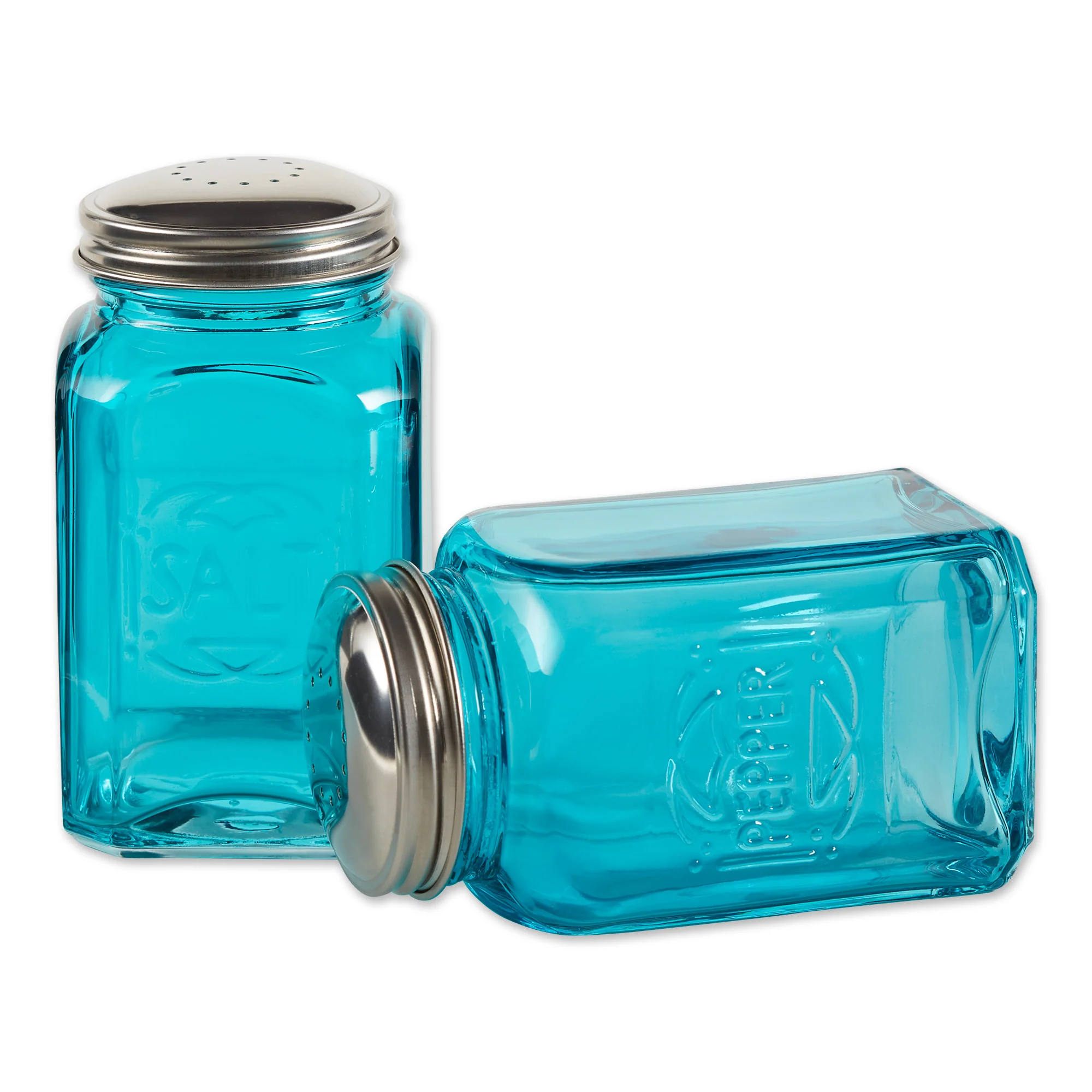 Retro Glass S&P Set - Turquoise