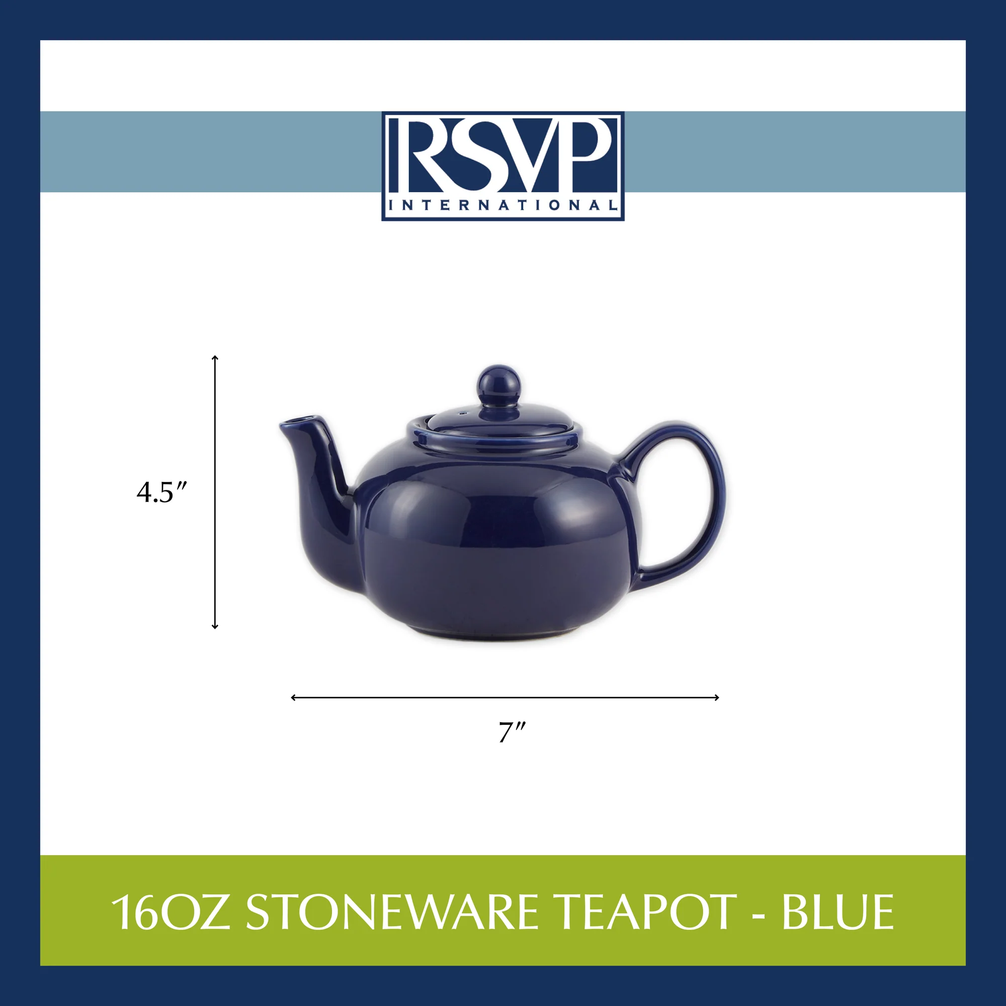 16Oz Stoneware Teapot - Blue