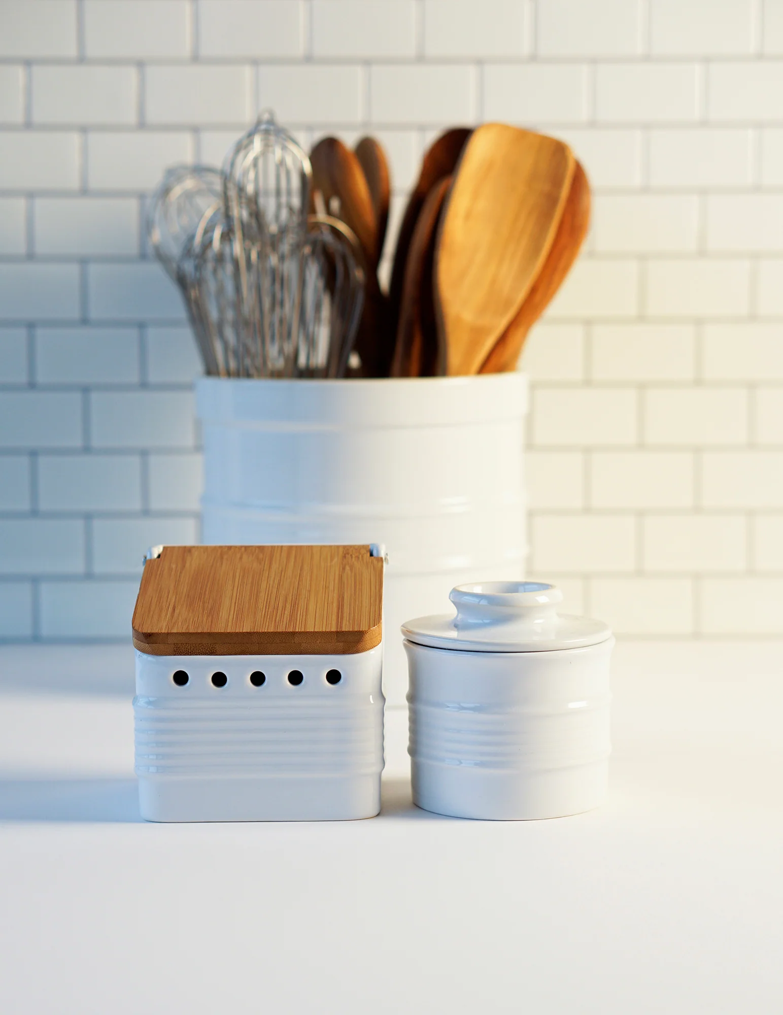 Stoneware Garlic Keeper - White