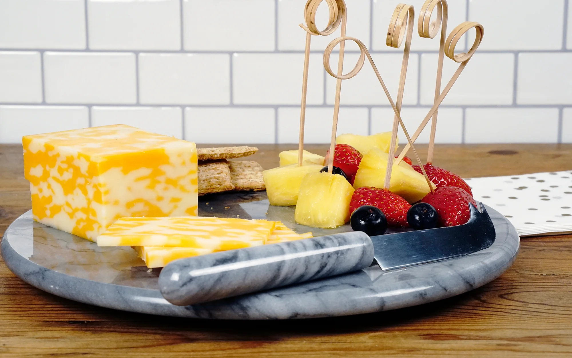 Grey Marble Cheese Board with Knife