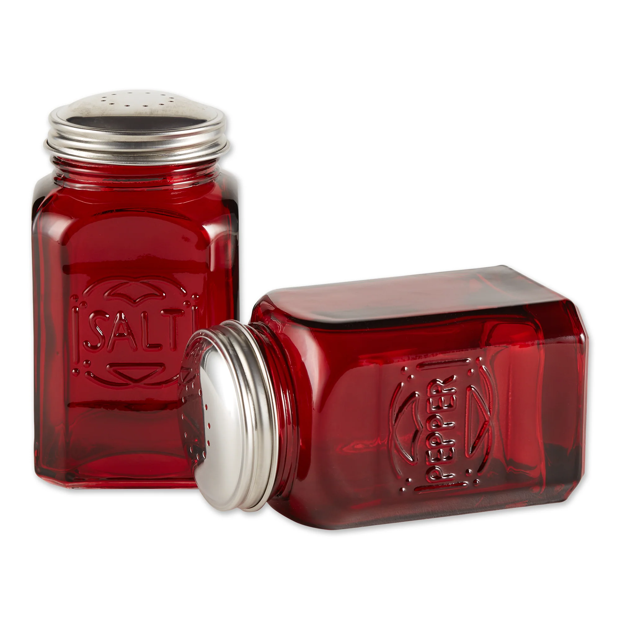 Retro Glass S&P Set - Red