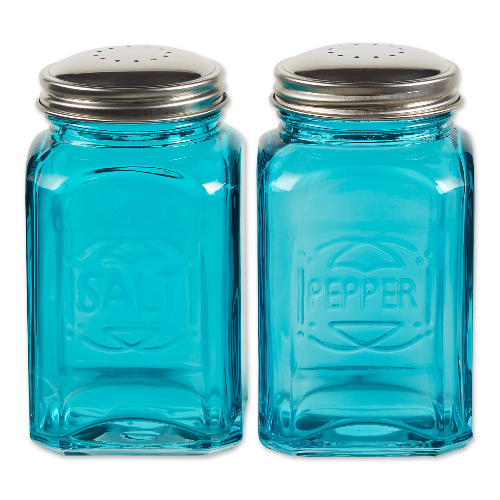 Retro Glass S&P Set - Turquoise