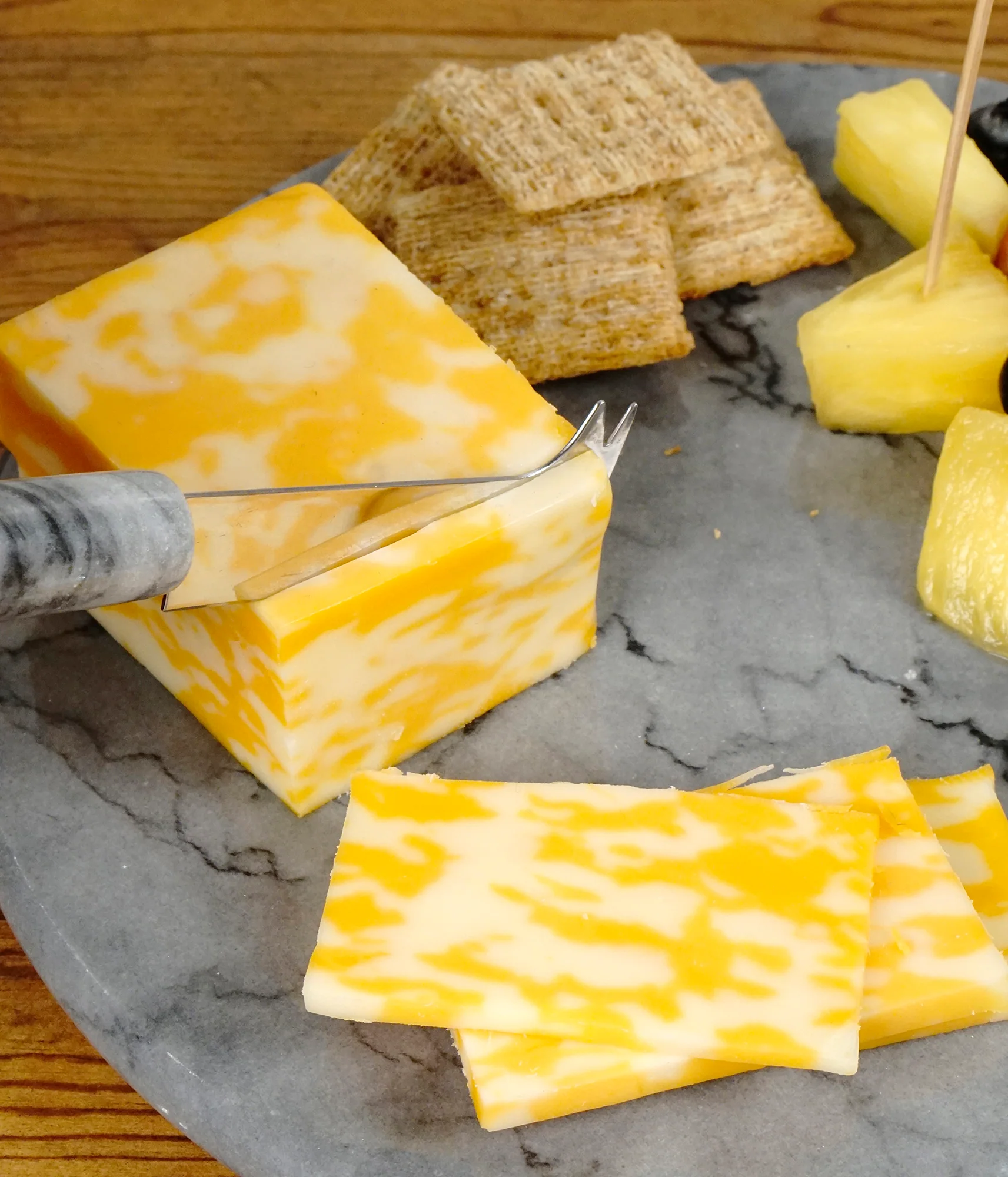 Grey Marble Cheese Board with Knife