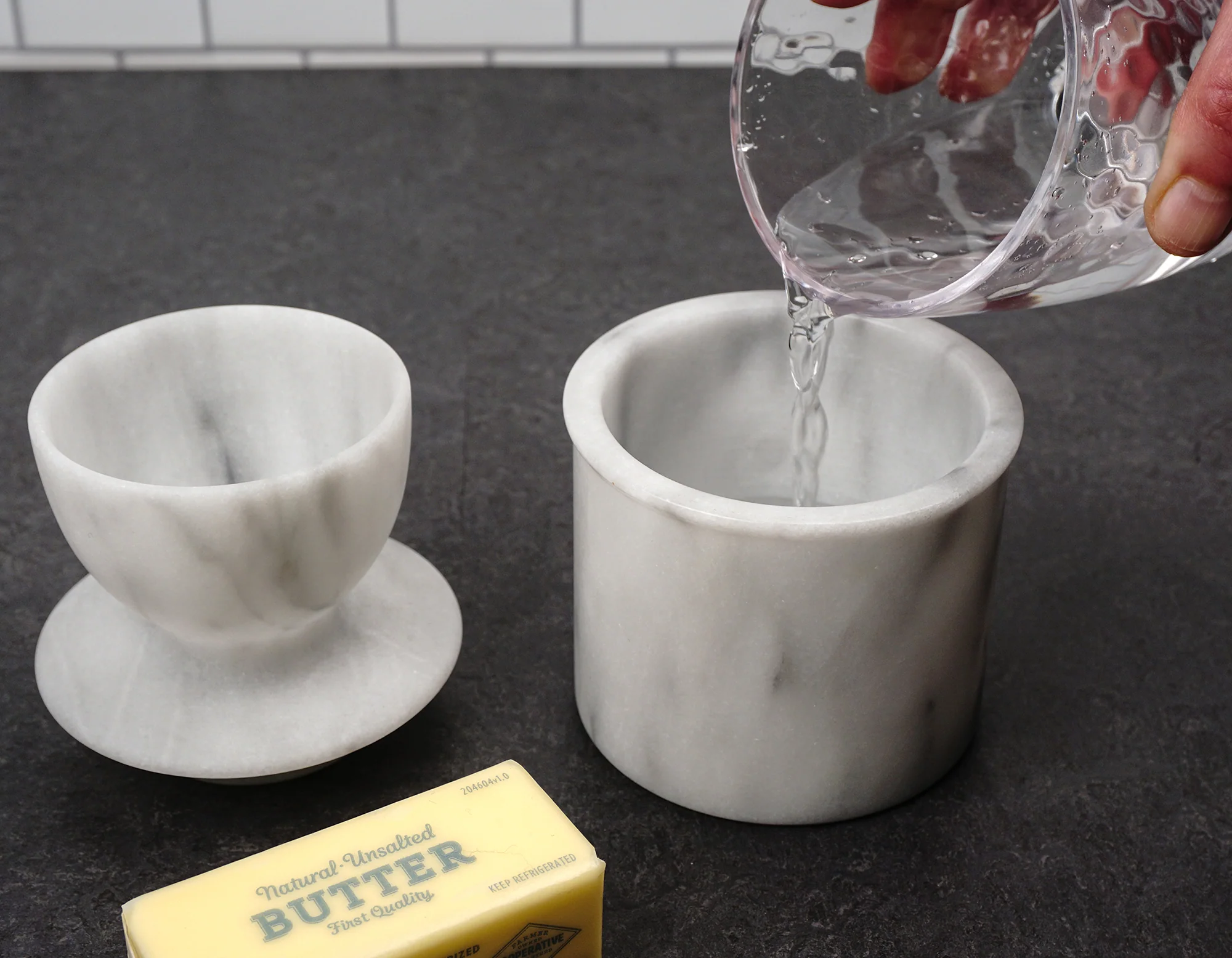 White Marble Butter Pot