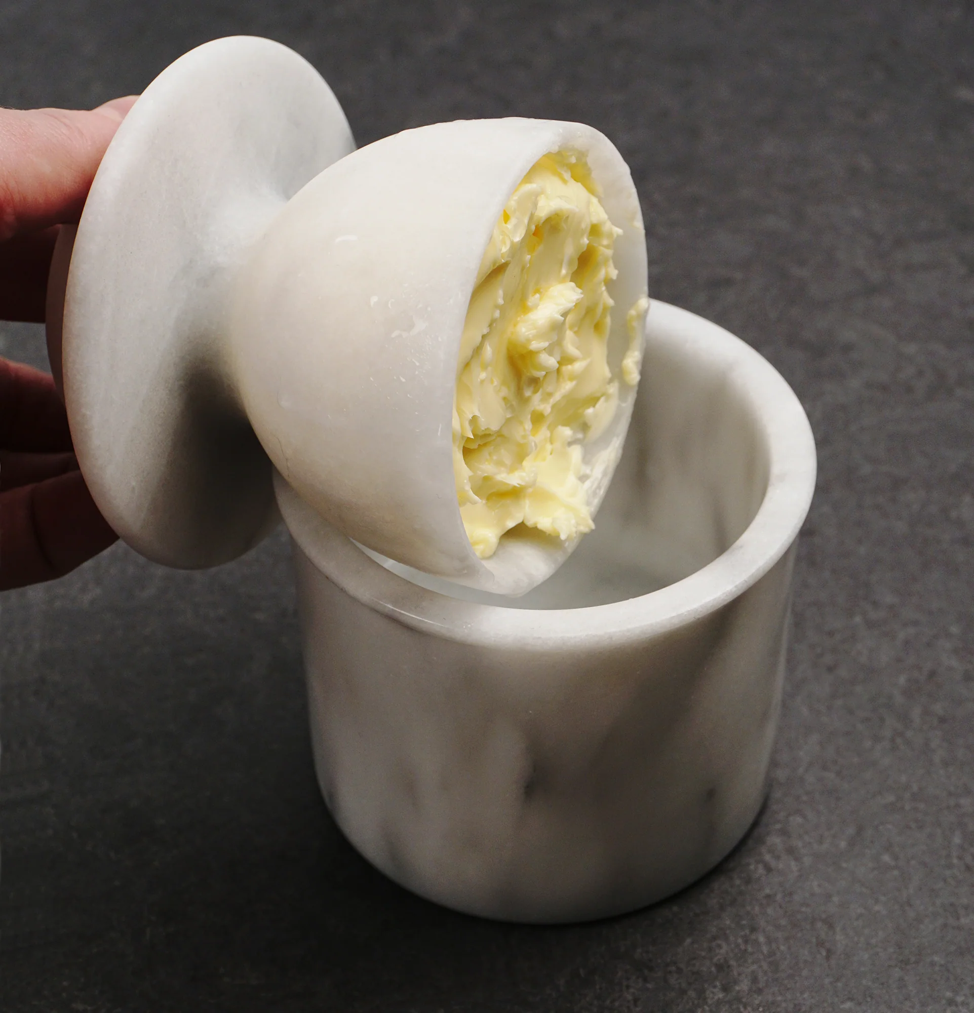 White Marble Butter Pot