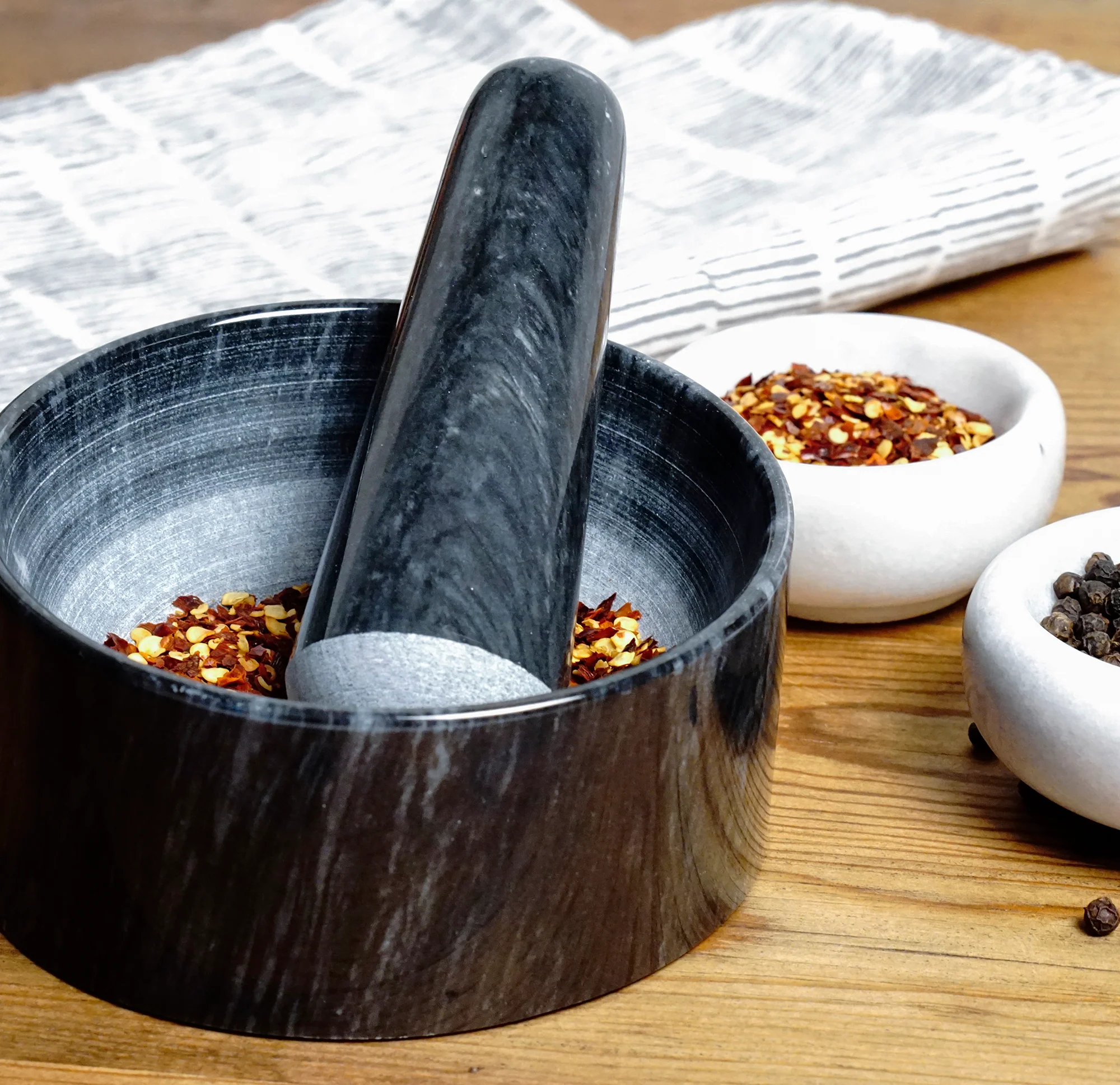 Marble Mortal & Pestle - Black