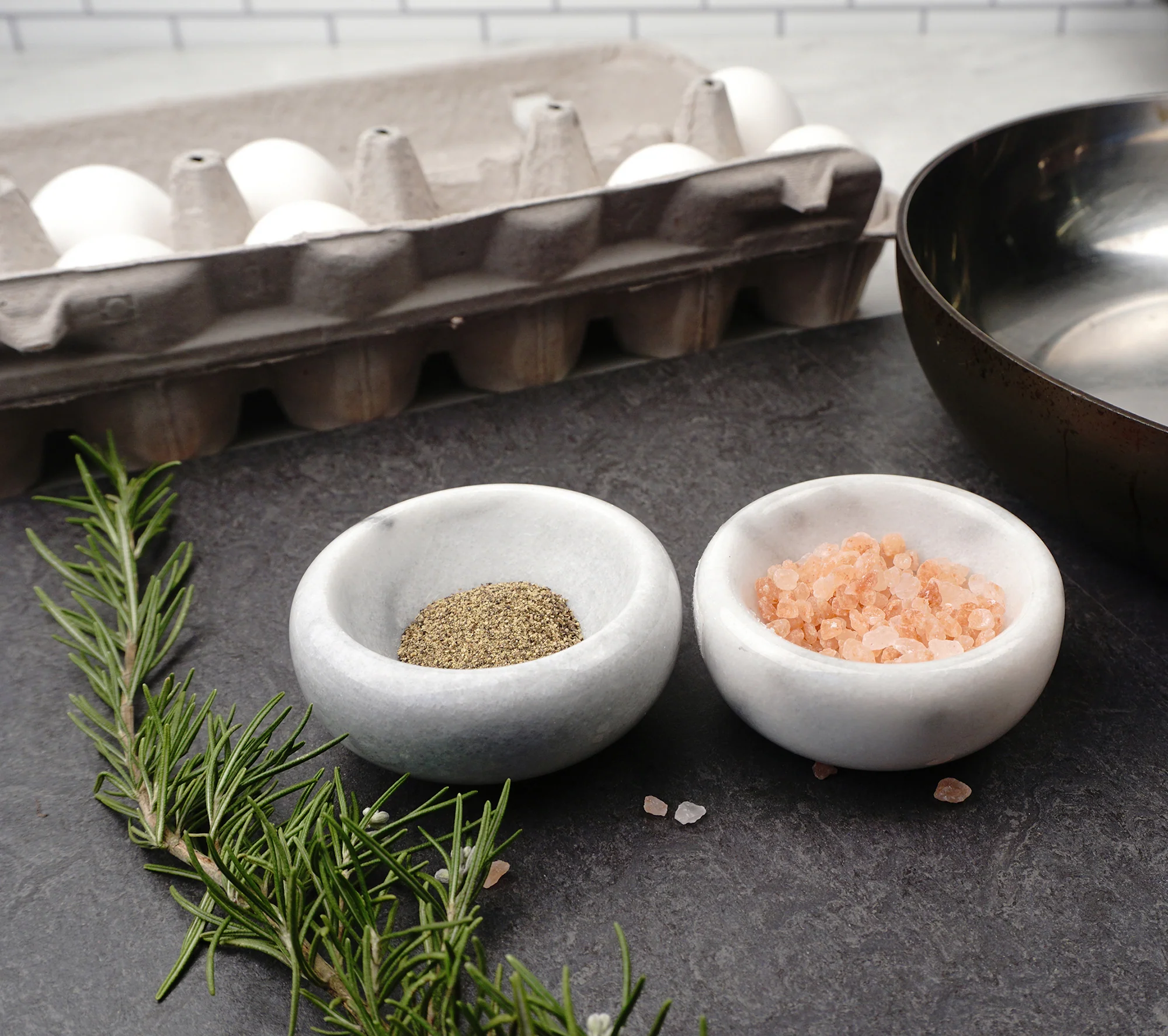 Herb Salt Bowls - White Marble