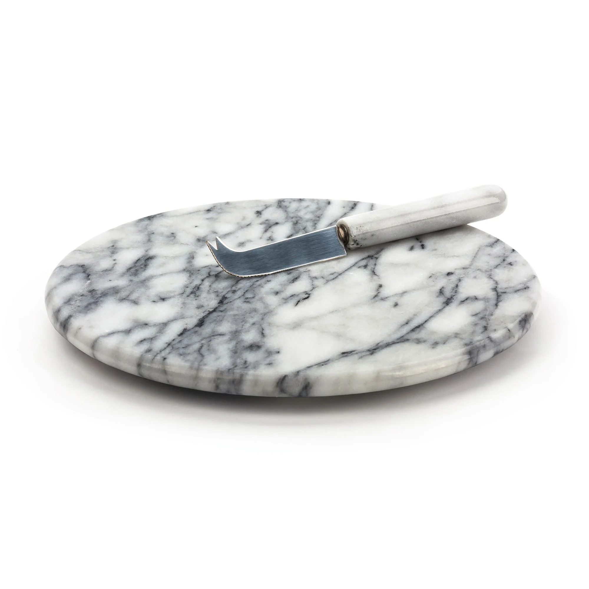 White Marble Cheese Board with Knife