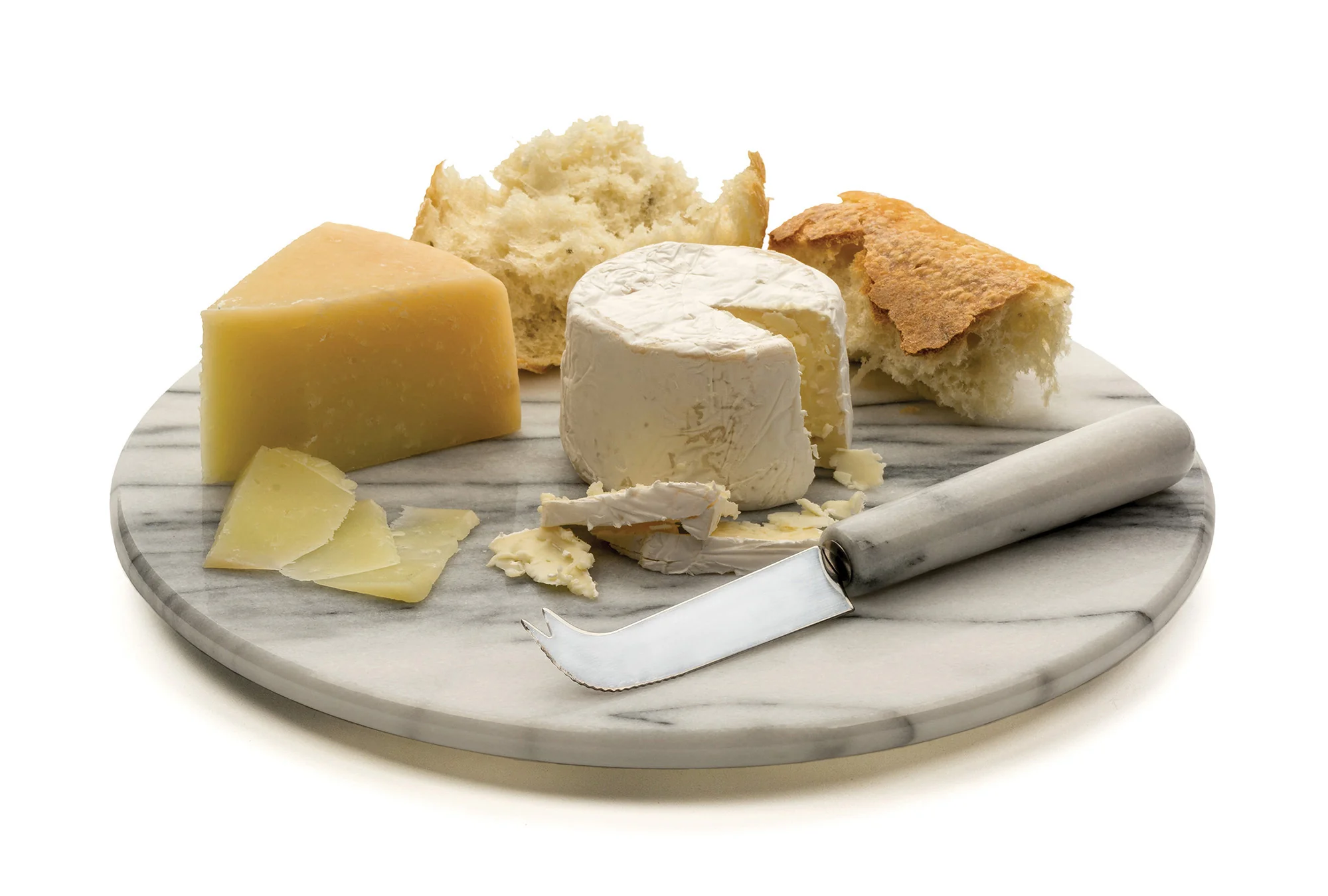 White Marble Cheese Board with Knife