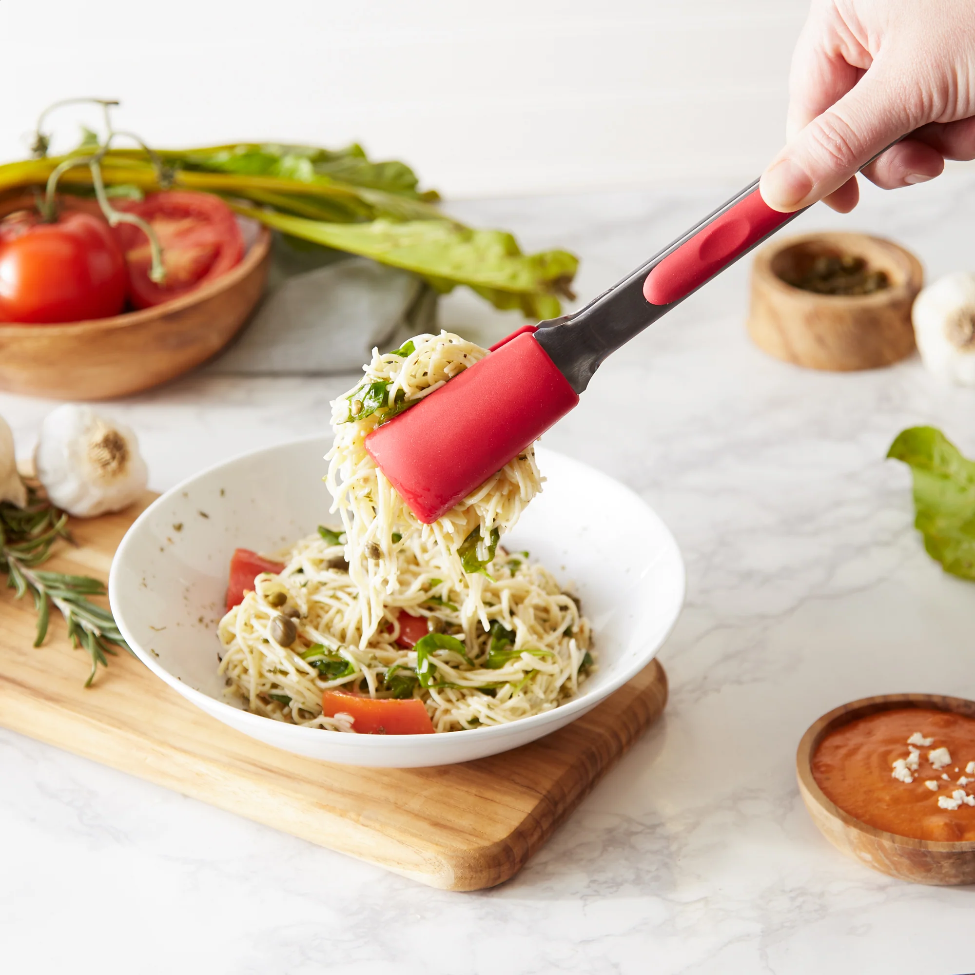 Endurance® Square Silicone Tip Tongs - 9In - Red