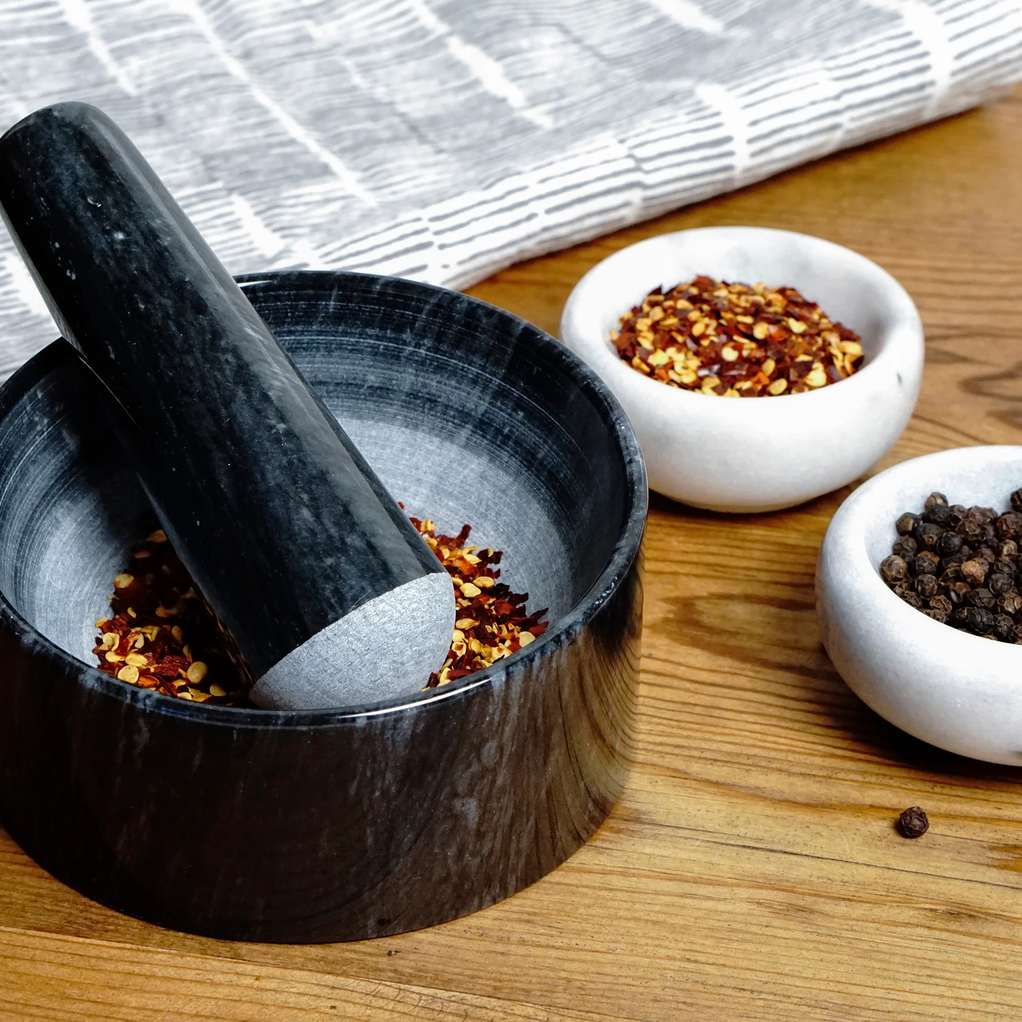 Marble Mortal & Pestle - Black