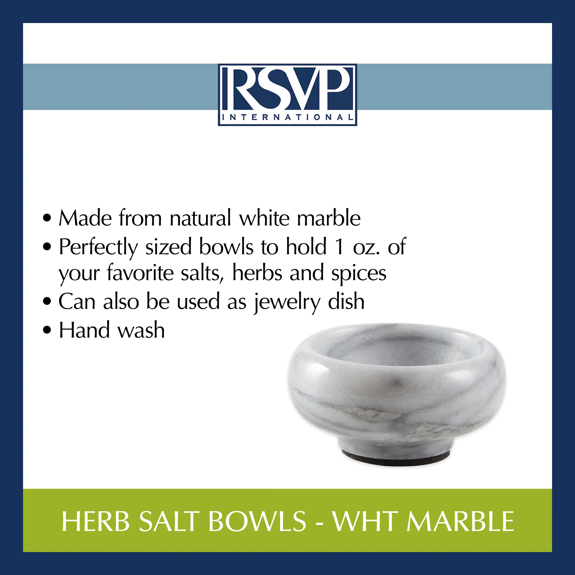 Herb Salt Bowls - White Marble
