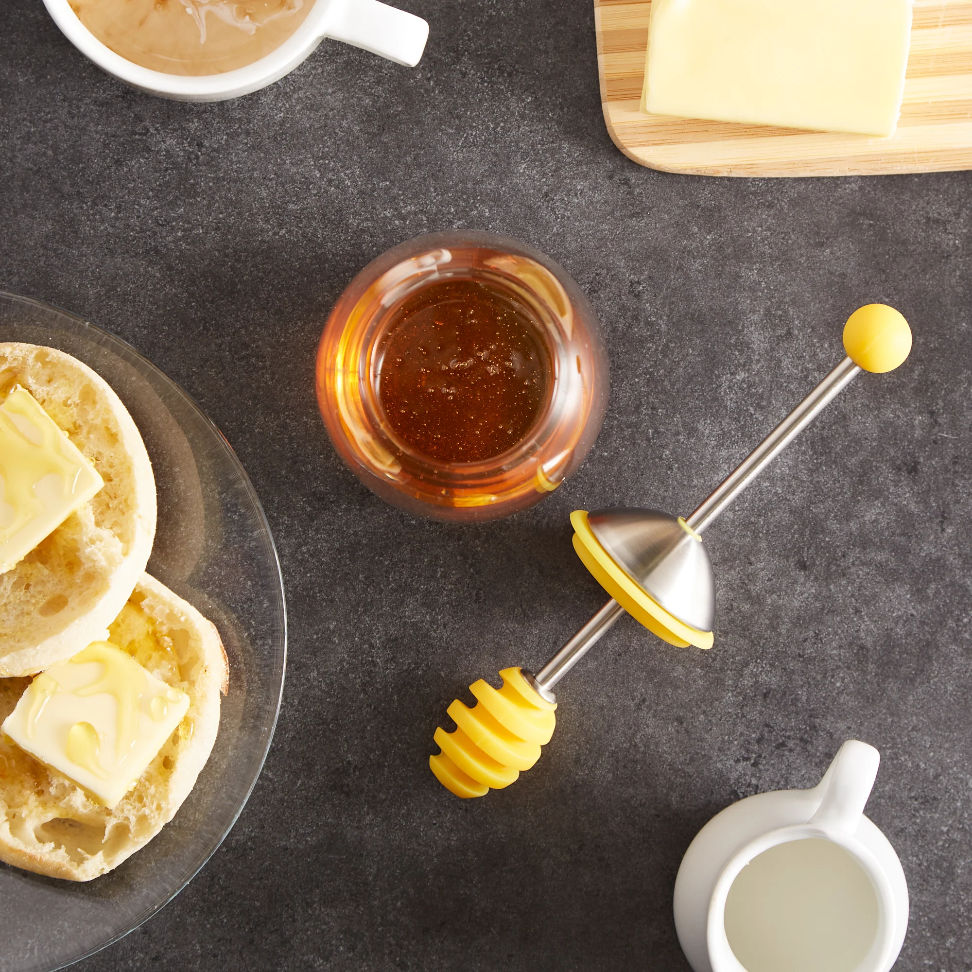 Honey Jar With Silicone Dipper - Yellow