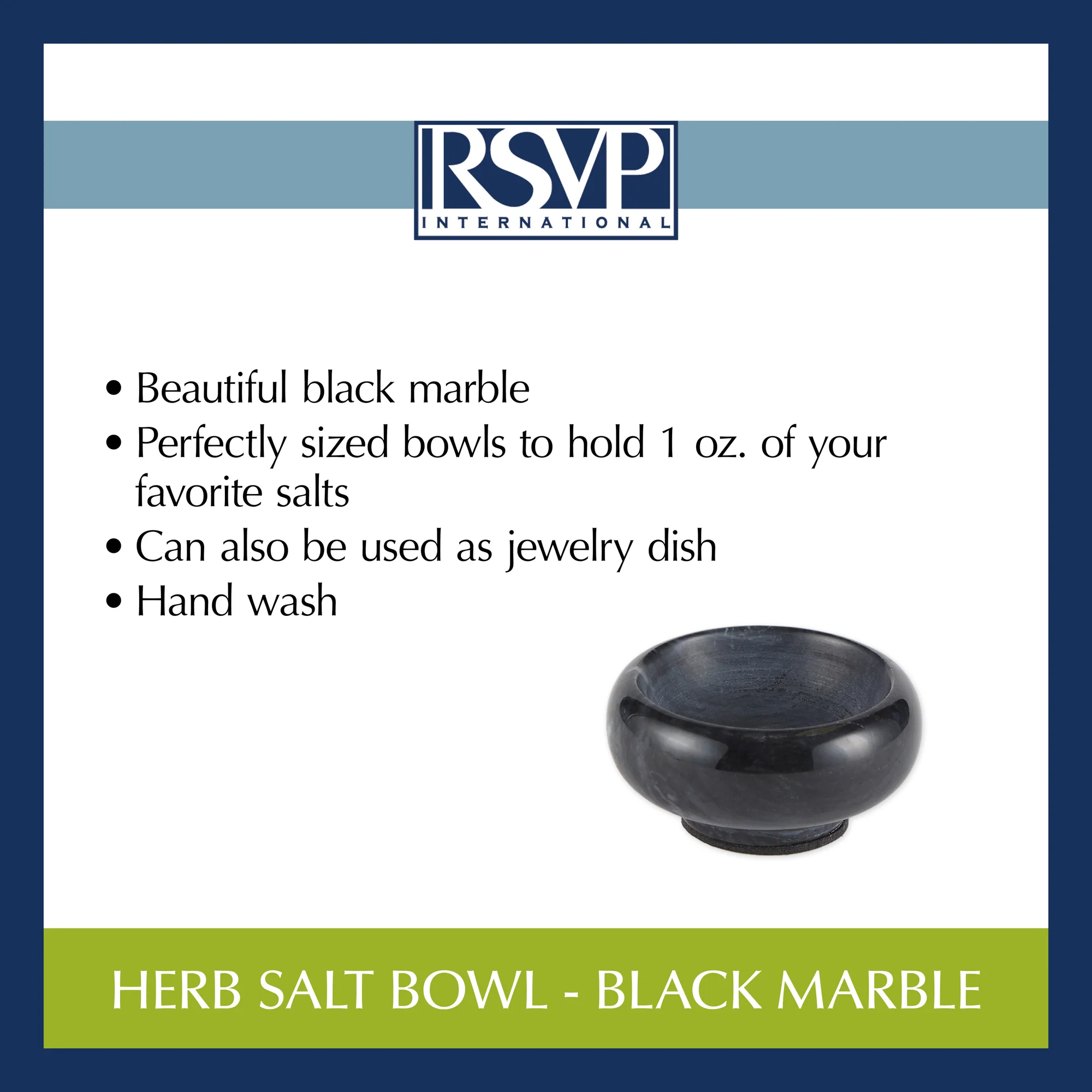 Herb Salt Bowls - Black Marble