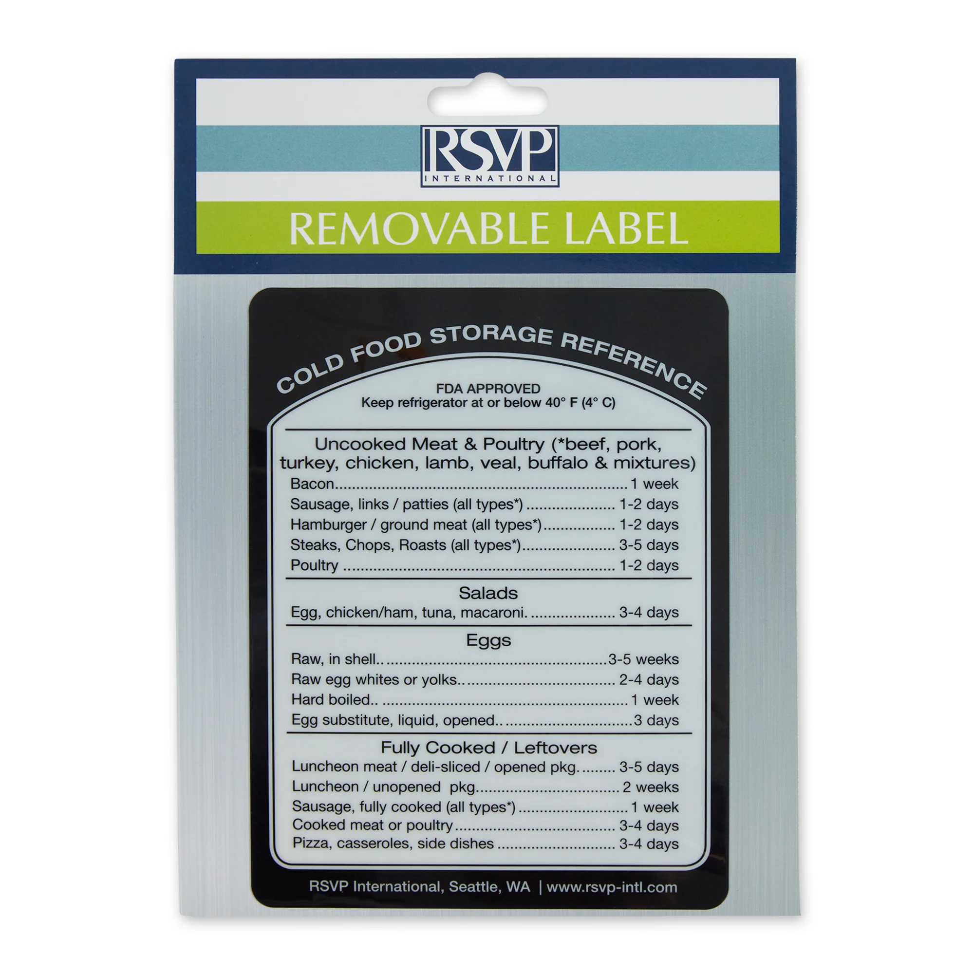 Removable Cold Storage Label