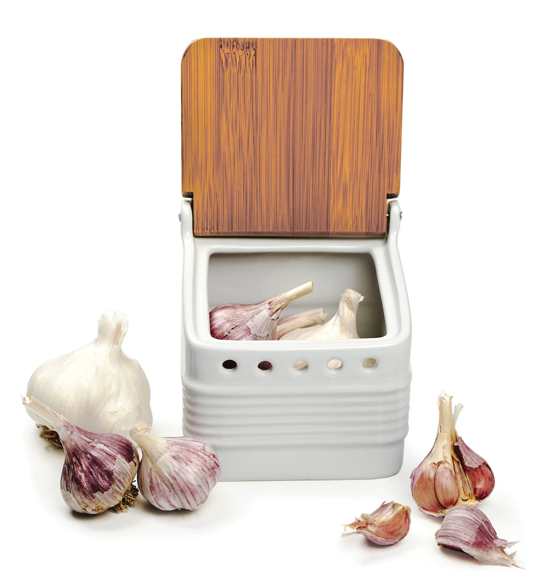 Stoneware Garlic Keeper - White