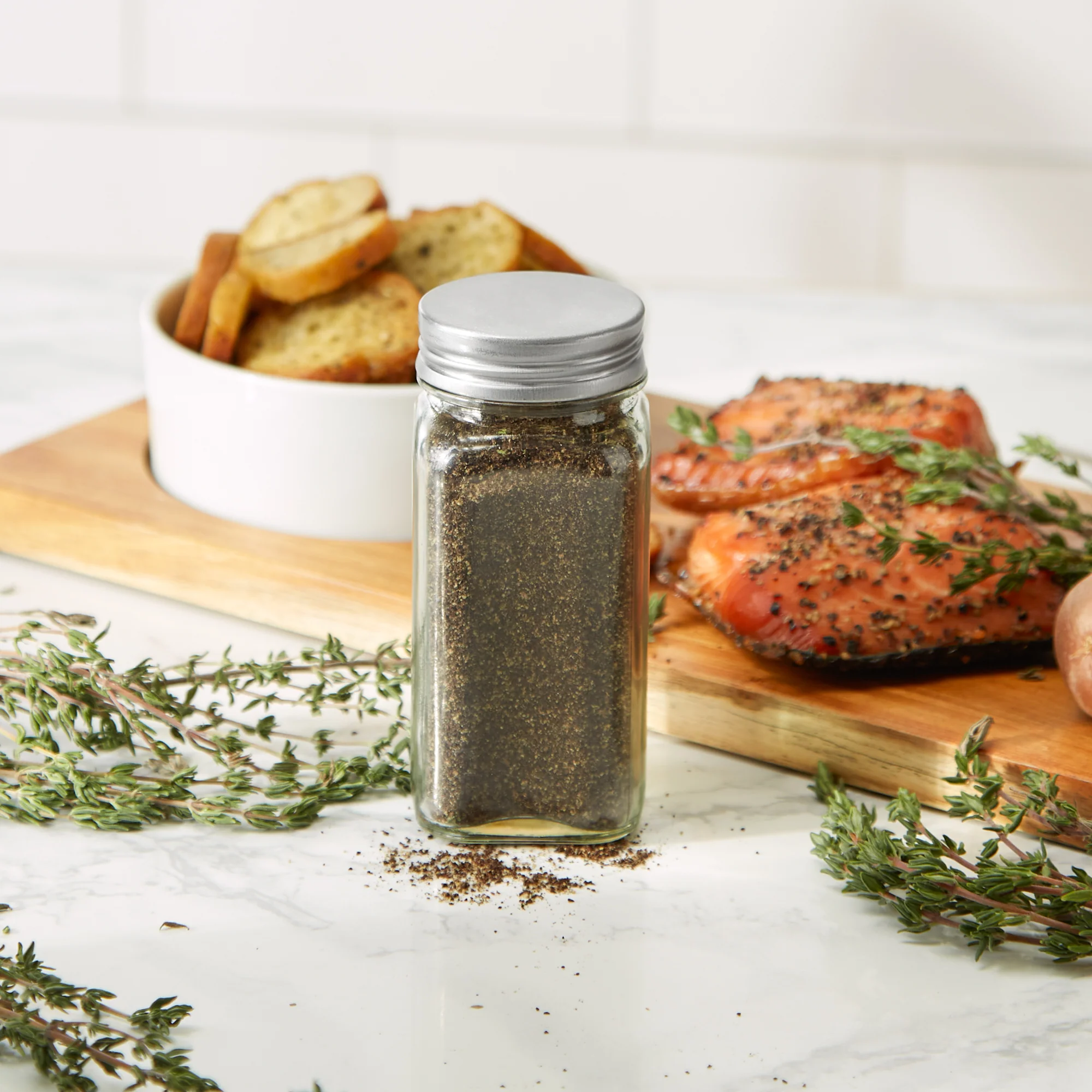 Glass Bottle - Square - Clear - 4Oz