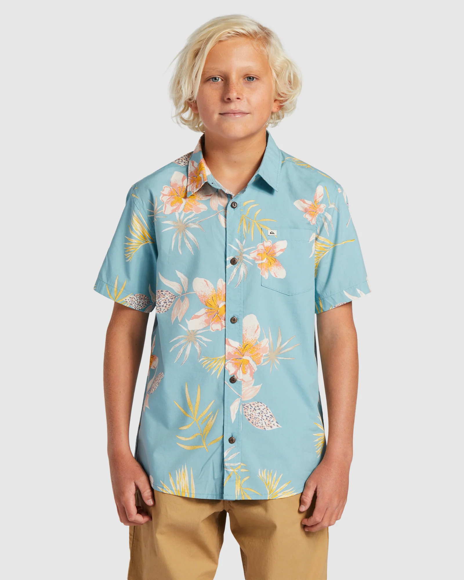 Boys 8-16 Tropical Floral Short Sleeve Shirt