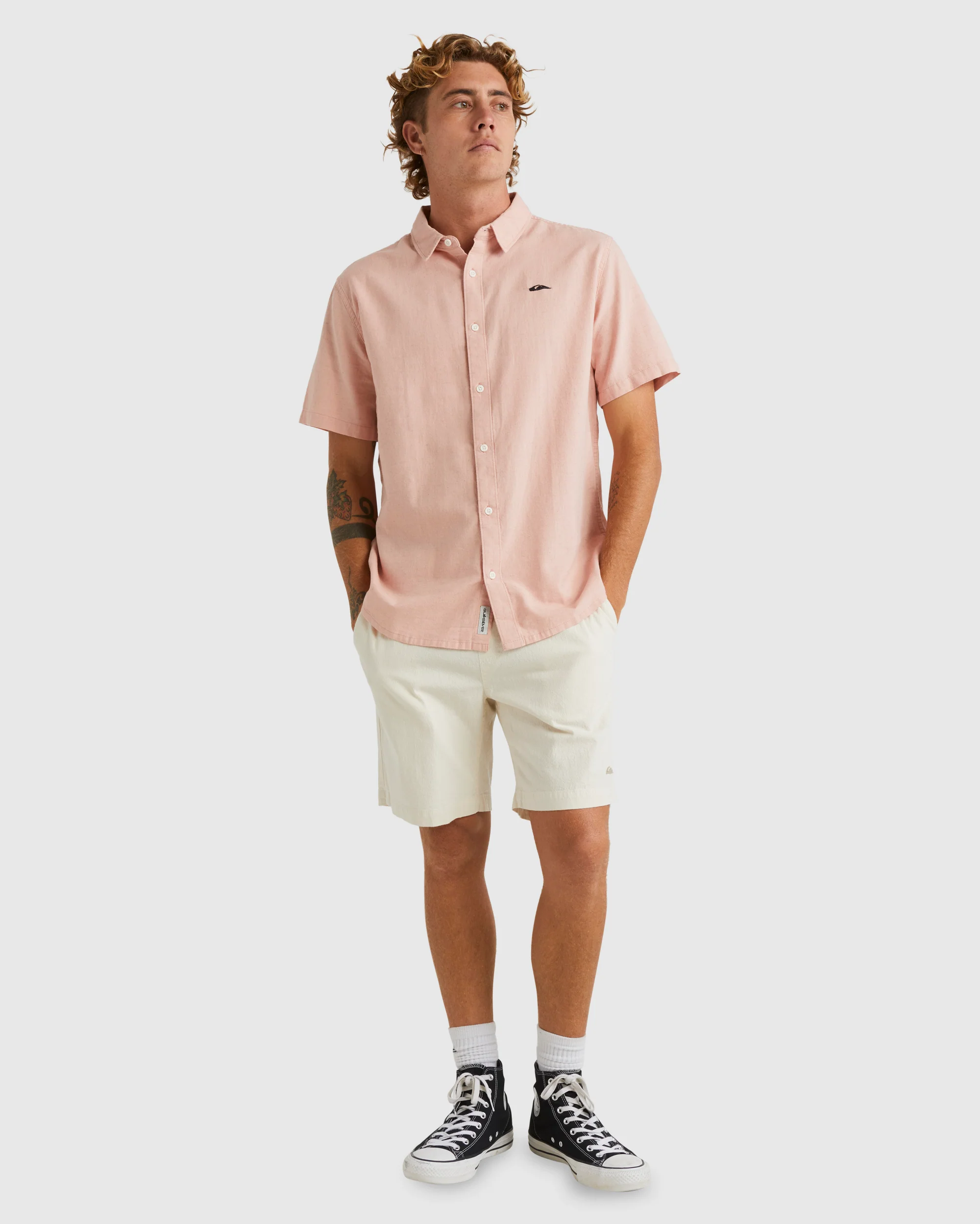 Mens Palm Waves Short Sleeve Shirt