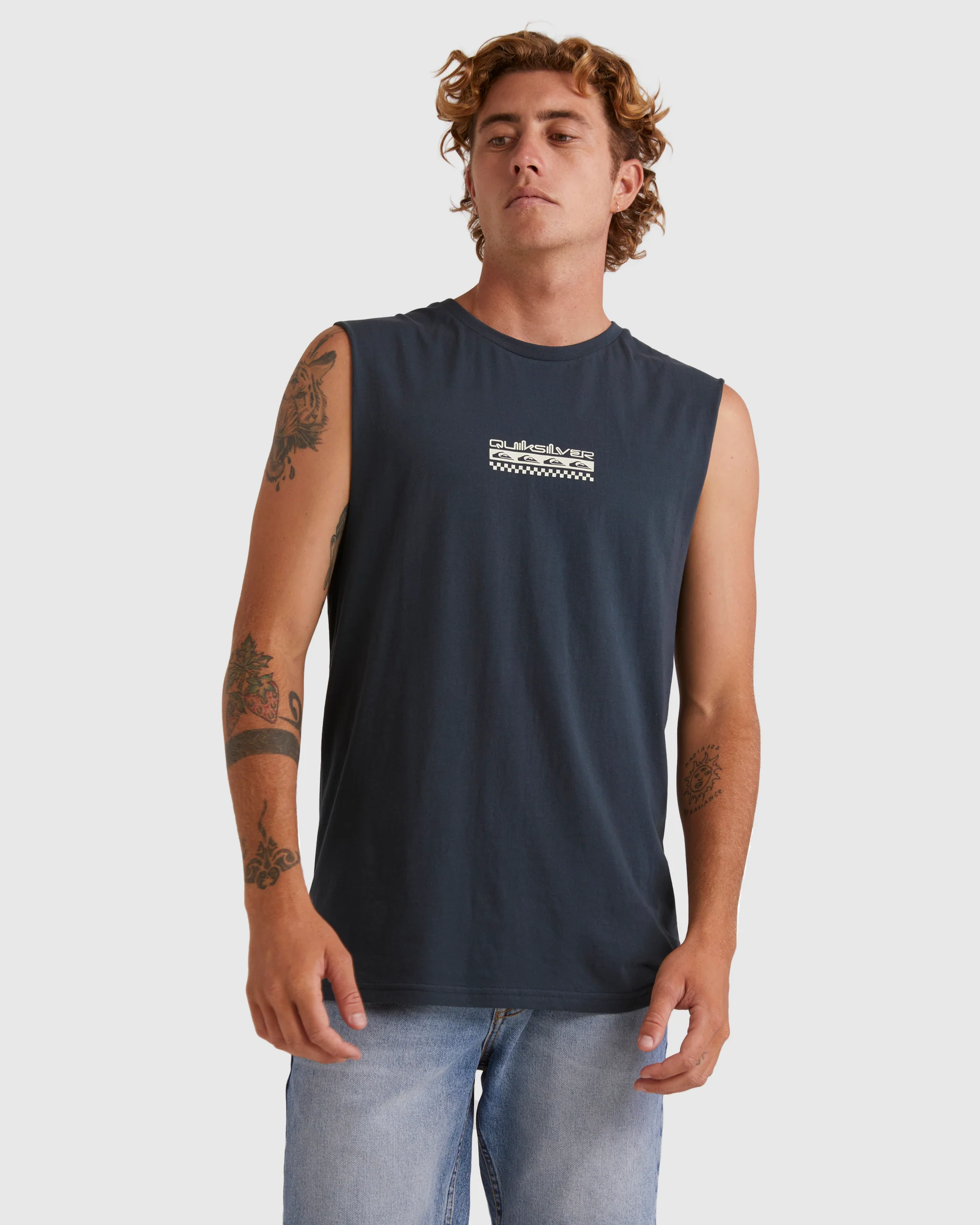 Mens Omni Check Turn Sleeveless Muscle T-Shirt