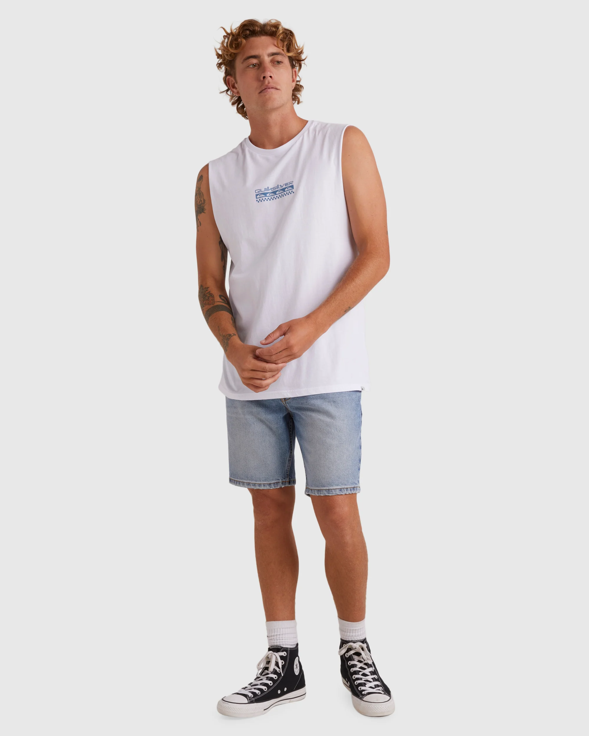 Mens Omni Check Turn Sleeveless Muscle T-Shirt