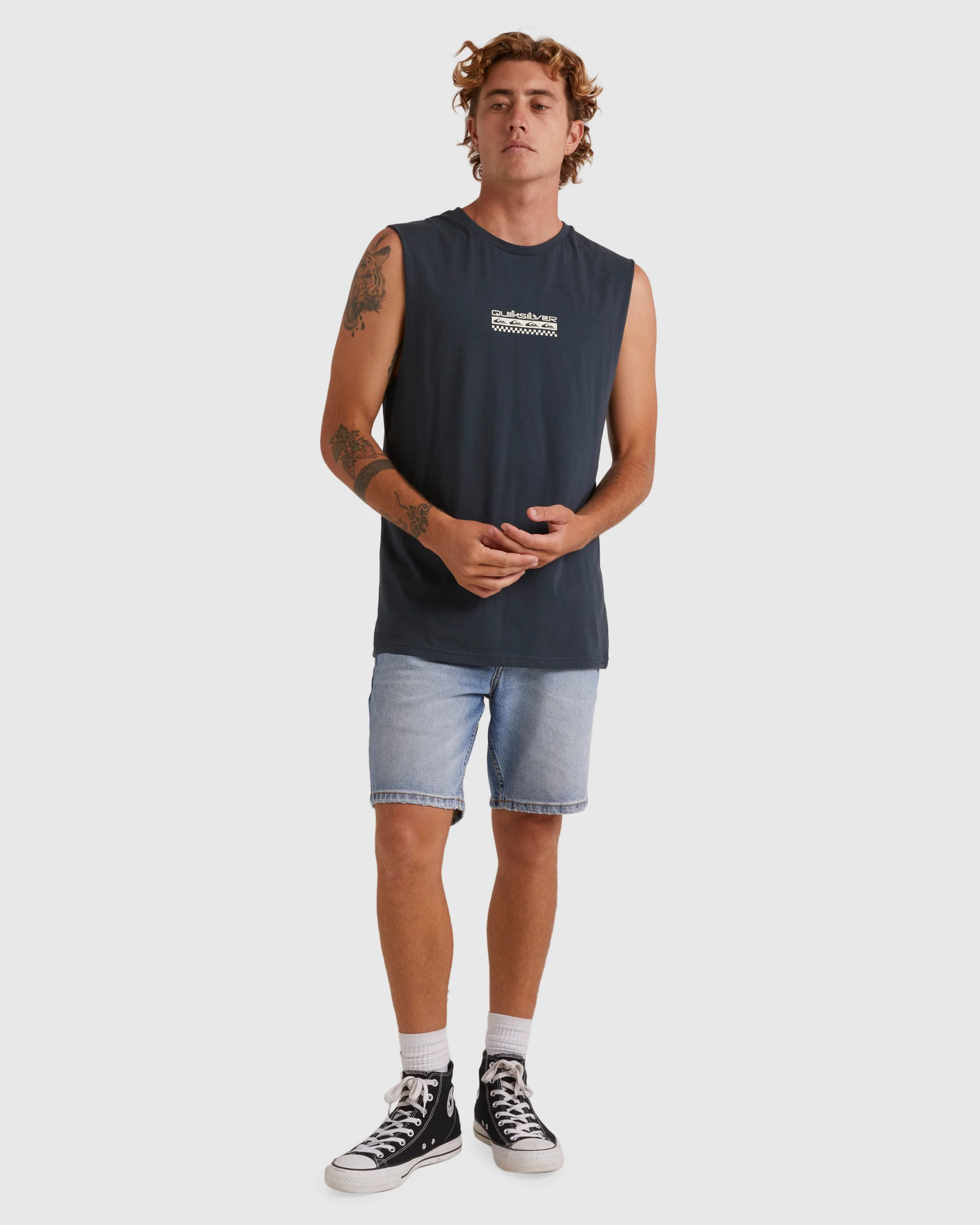 Mens Omni Check Turn Sleeveless Muscle T-Shirt