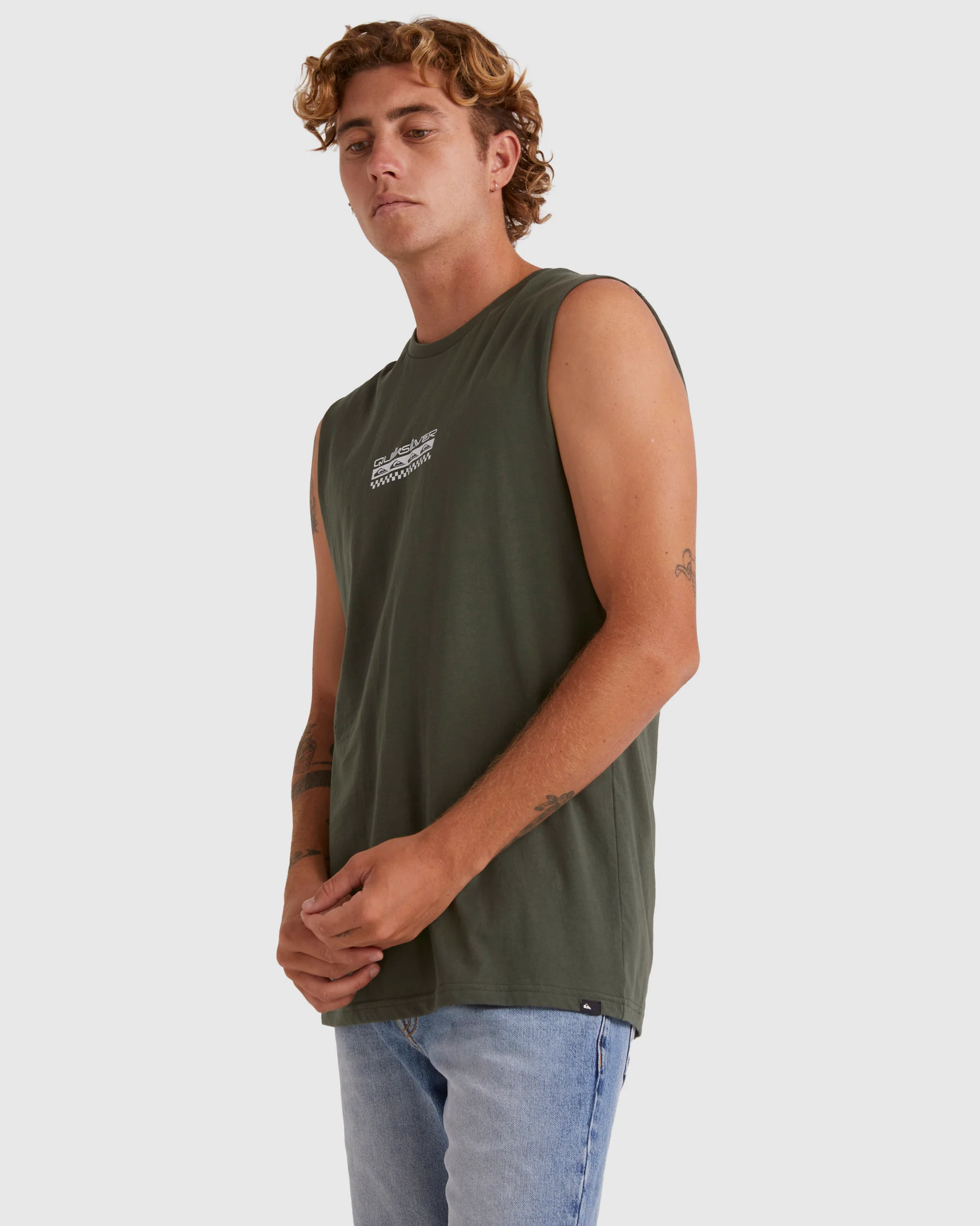 Mens Omni Check Turn Sleeveless Muscle T-Shirt