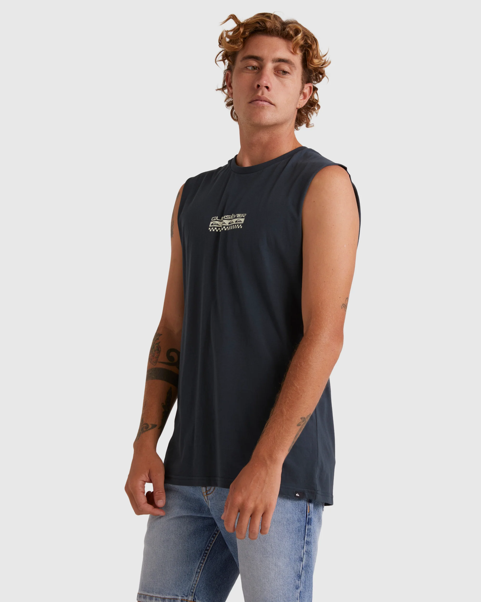 Mens Omni Check Turn Sleeveless Muscle T-Shirt