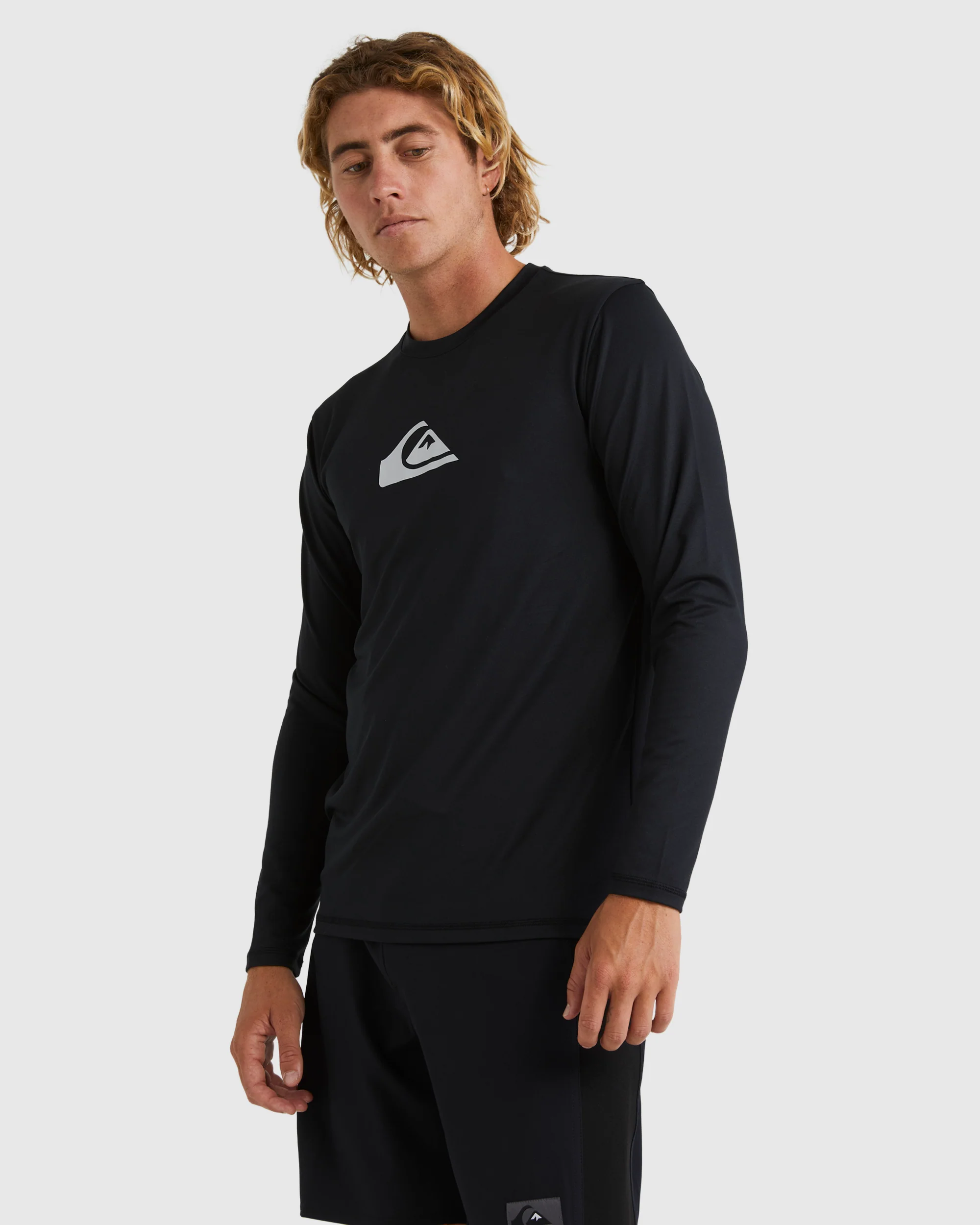 Mens Solid Streak Long Sleeve Upf 50 Surf T-Shirt