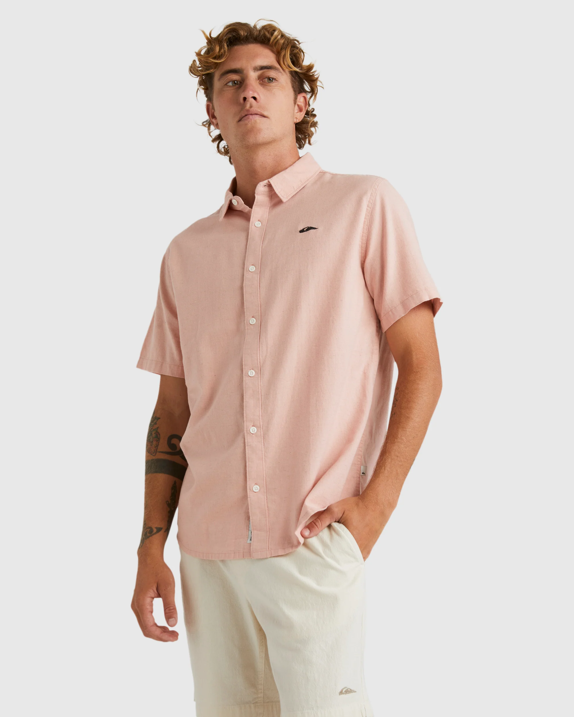 Mens Palm Waves Short Sleeve Shirt