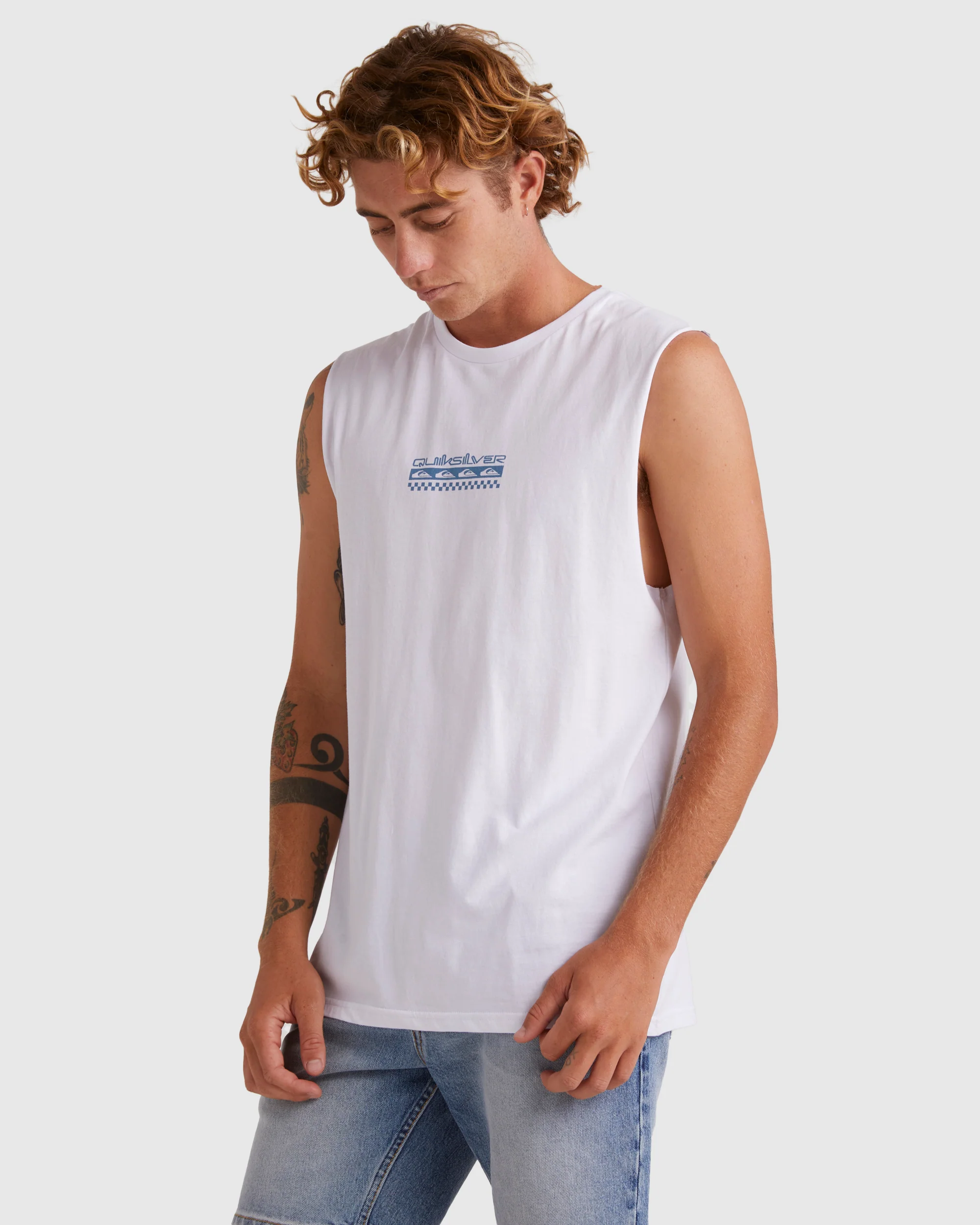 Mens Omni Check Turn Sleeveless Muscle T-Shirt