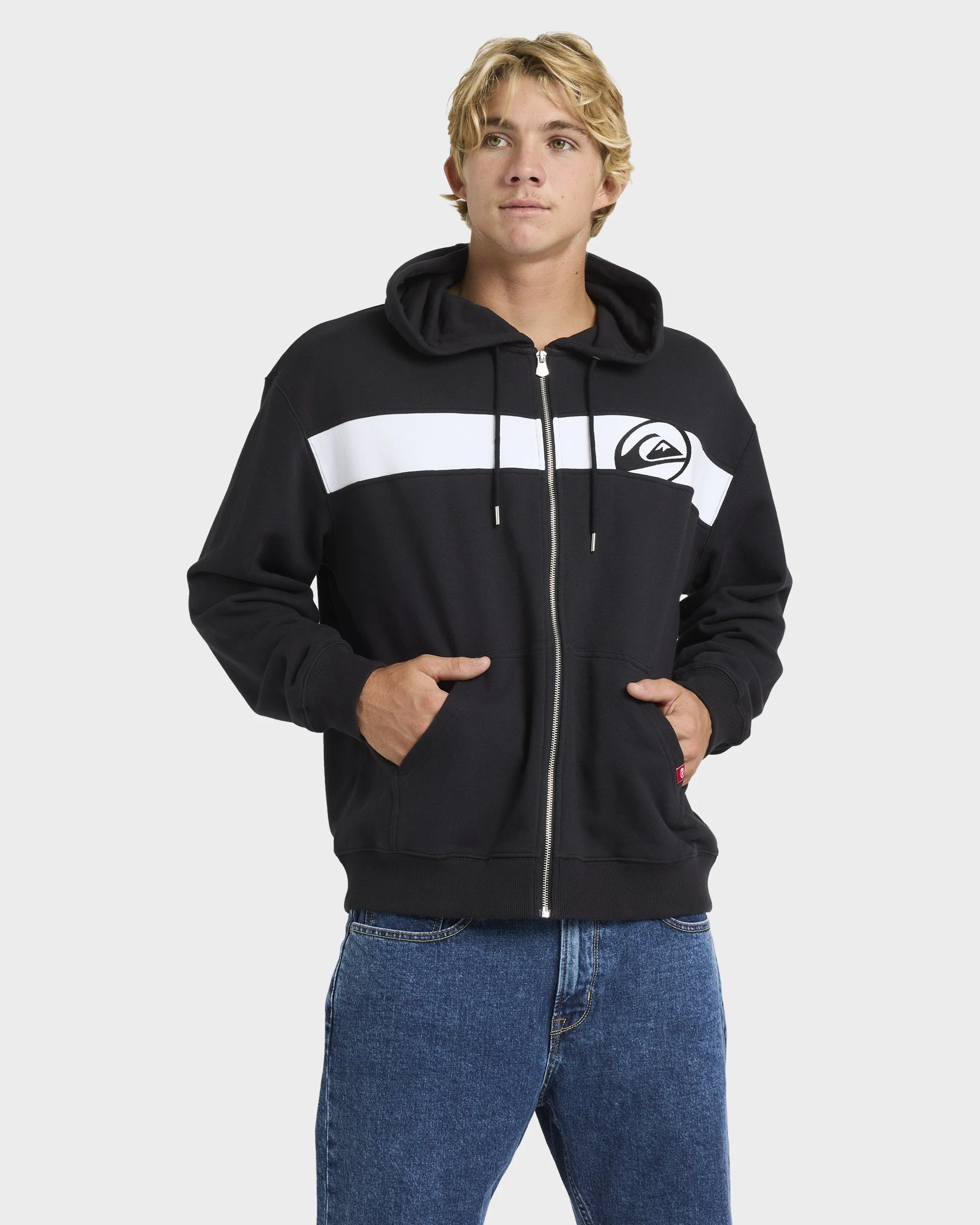 Mens Tilt Panel Zip Up Hoodie