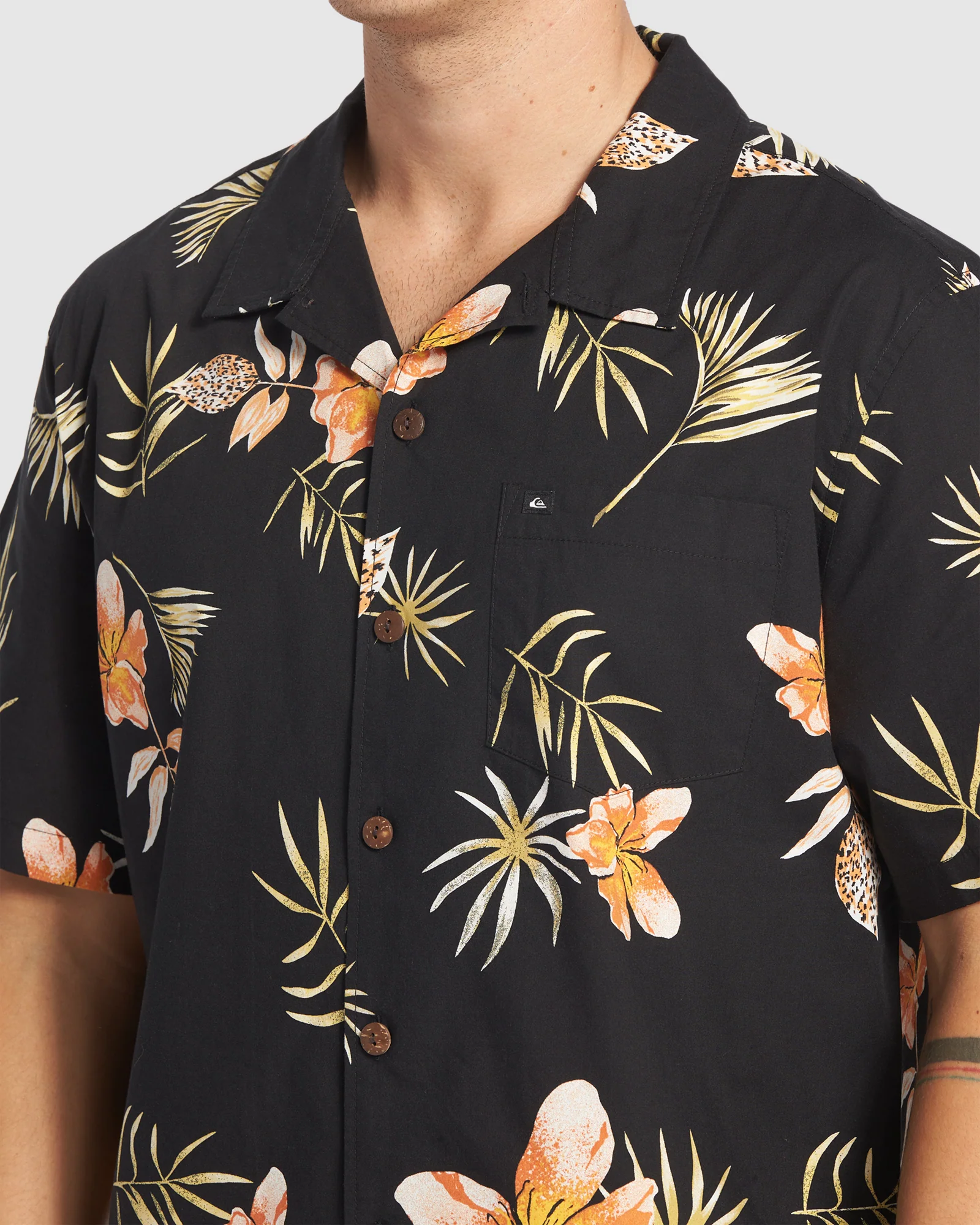 Mens Tropical Floral Short Sleeve Shirt