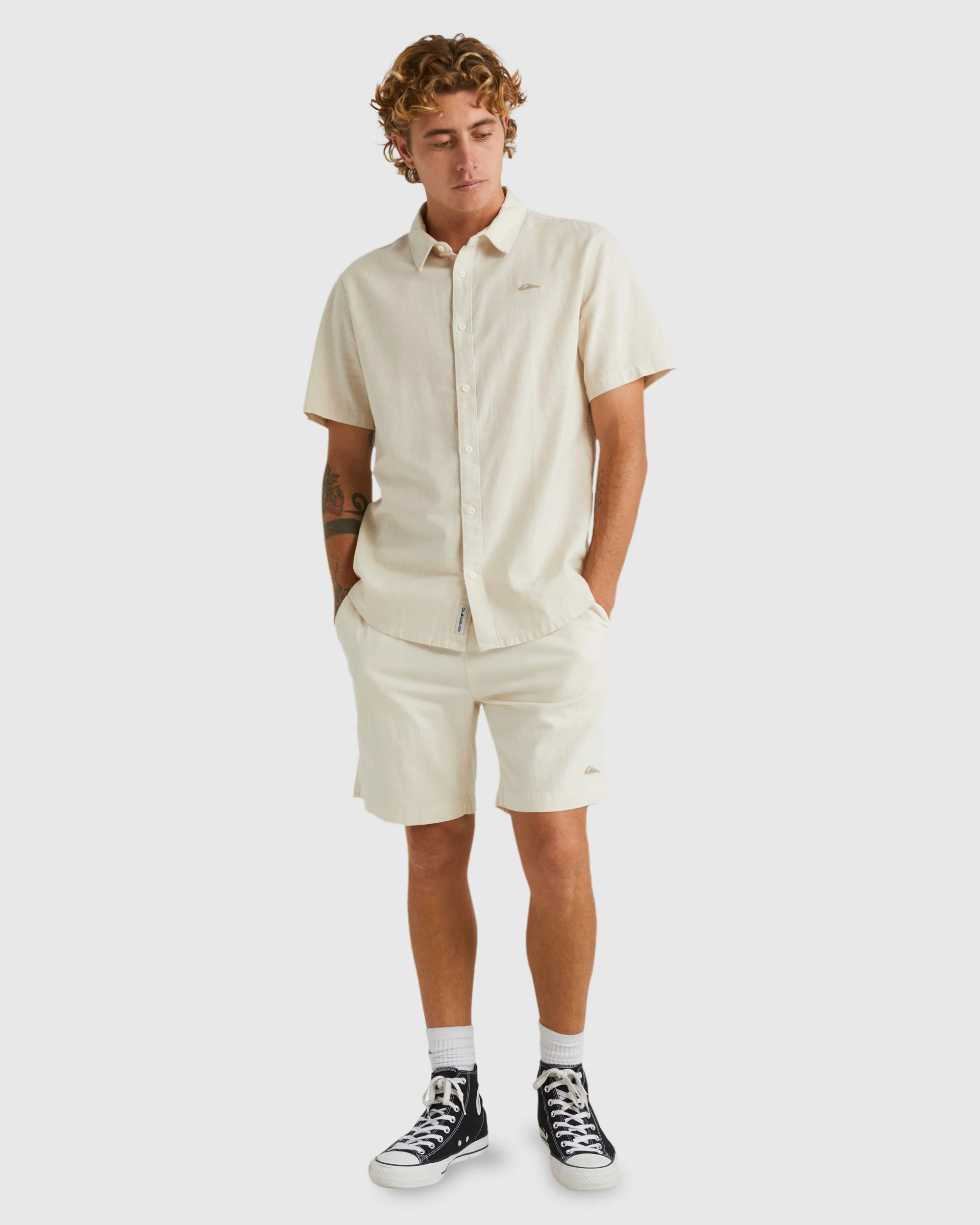 Mens Palm Waves Short Sleeve Shirt