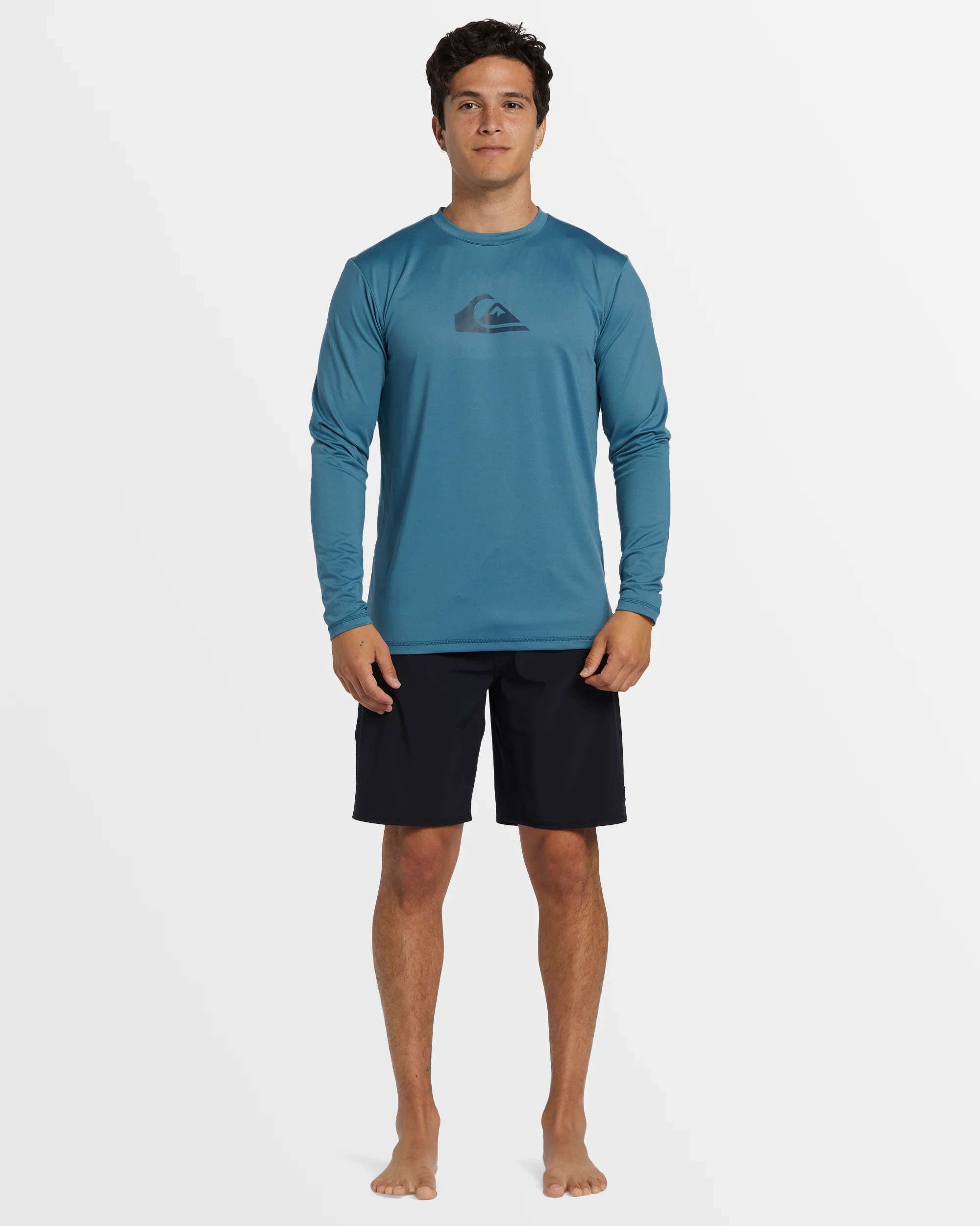 Mens Solid Streak Long Sleeve Upf 50 Surf T-Shirt