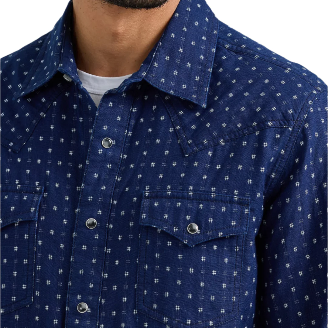 Wrangler Men's Retro Premium Long Sleeve Western Snap Printed Shirt