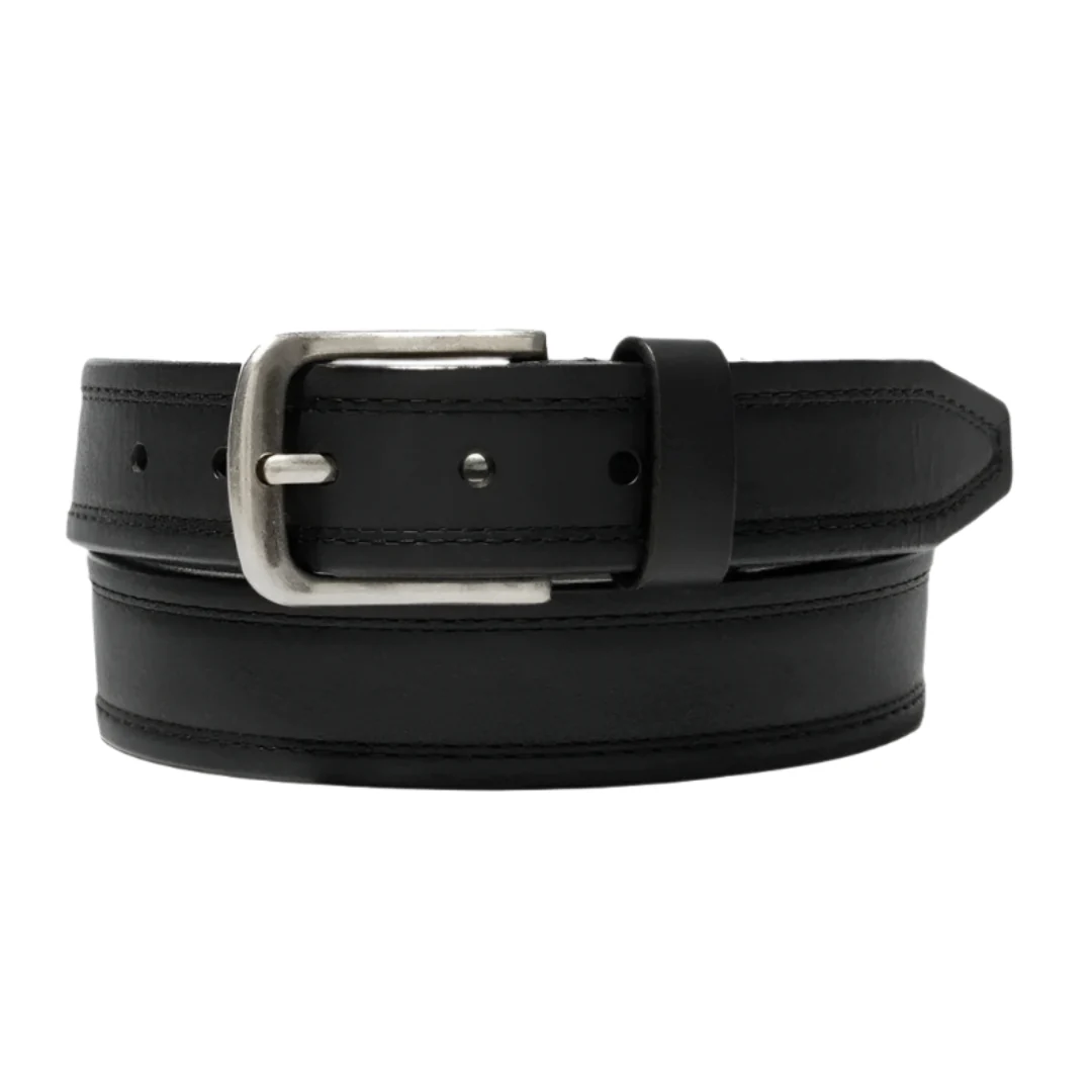 Lejon Vintage Bison Black Leather Men's Belt