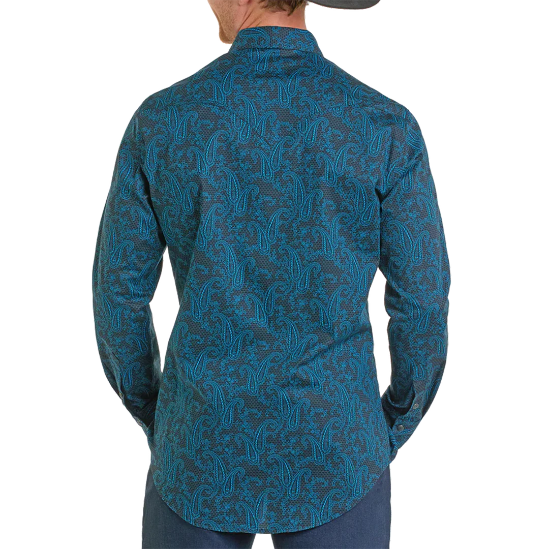 Rock & Roll Denim Men's Paisley Long Sleeve Snap Shirt