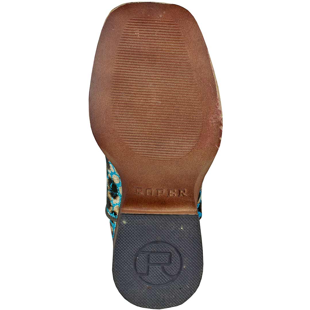 Roper Girls' Glitter Leopard Square Toe Cowgirl Boots