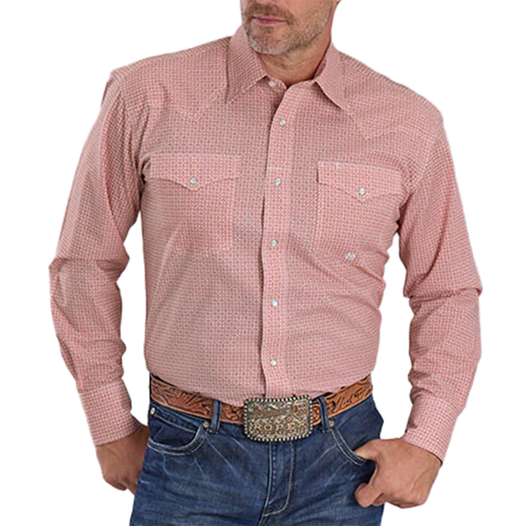 Roper Men's Amarillo Collection Geometric Print Long Sleeve Snap Shirt