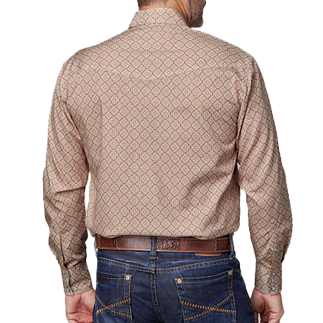 Roper Men's Amarillo Clay Medallion Print Long Sleeve Snap Shirt