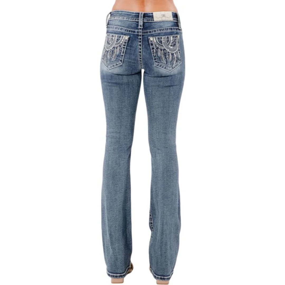 Miss Me Women's Mandala Feathers Bootcut Jeans