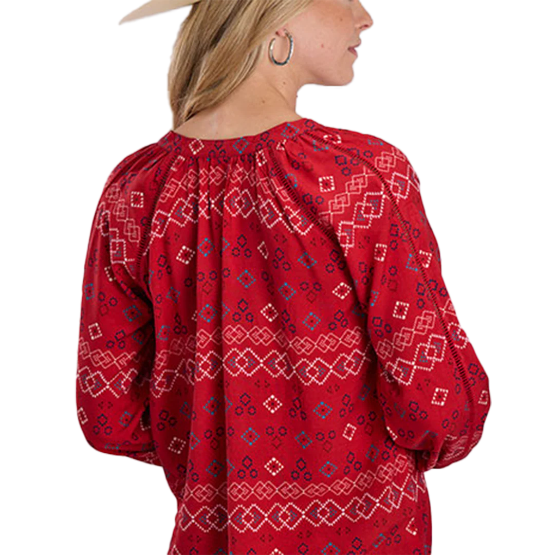 Roper Women's Peasant Aztec Print Blouse