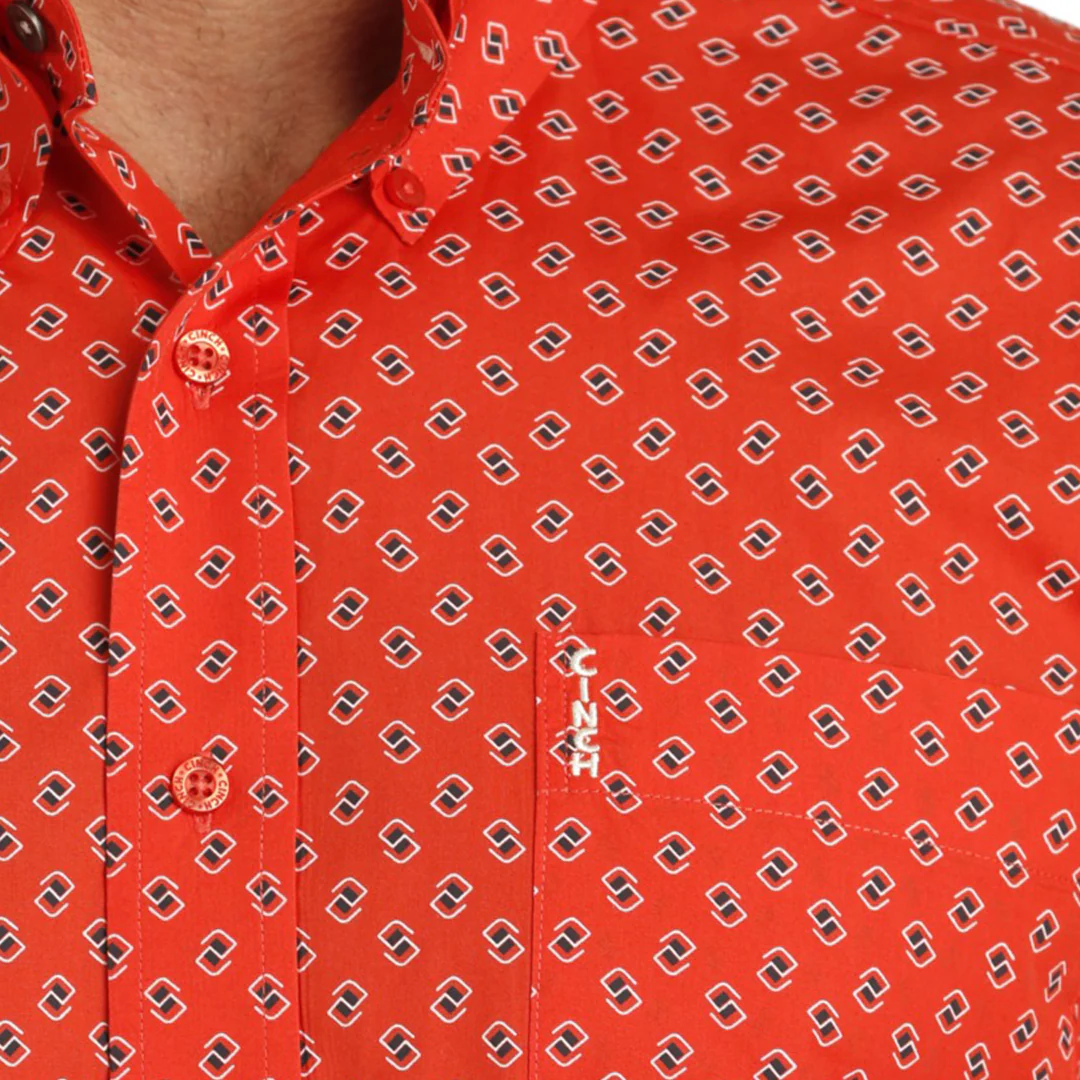 Cinch Men's Red Western Print Button Down Shirt