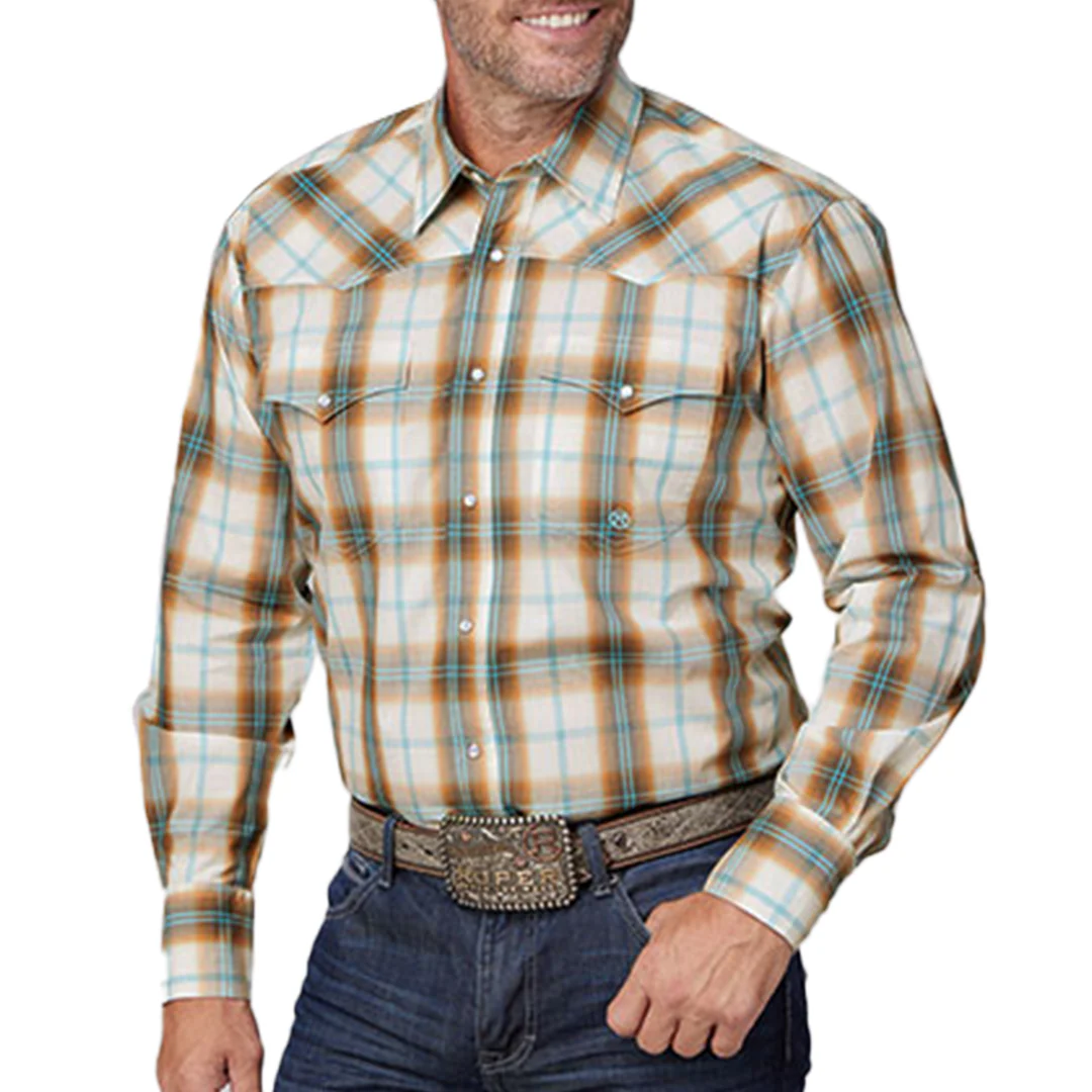 Roper Men's Amarillo Desert Spring Plaid Long Sleeve Snap Shirt