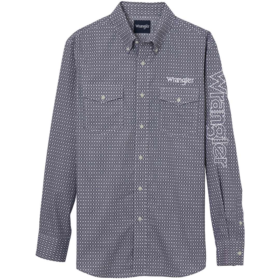 Wrangler Men's Logo Geometric Print Button-Down Shirt